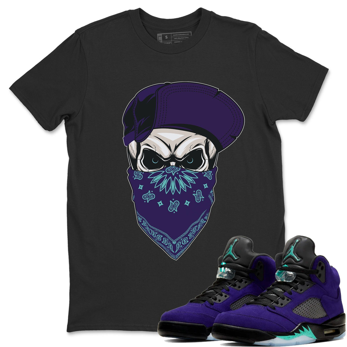 Jordan 5 Purple Grape Sneaker Matching T-Shirt Skull Hat Sneaker Tees Jordan 5 Purple Grape Sneaker Release Tees Crew Neck Tees