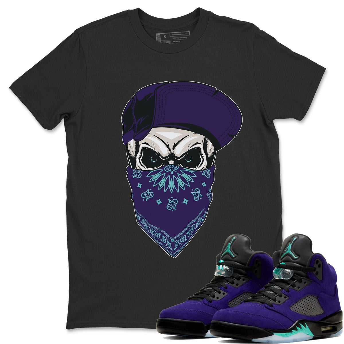 Jordan 5 Purple Grape Sneaker Matching T-Shirt Skull Hat Sneaker Tees Jordan 5 Purple Grape Sneaker Release Tees Crew Neck Tees