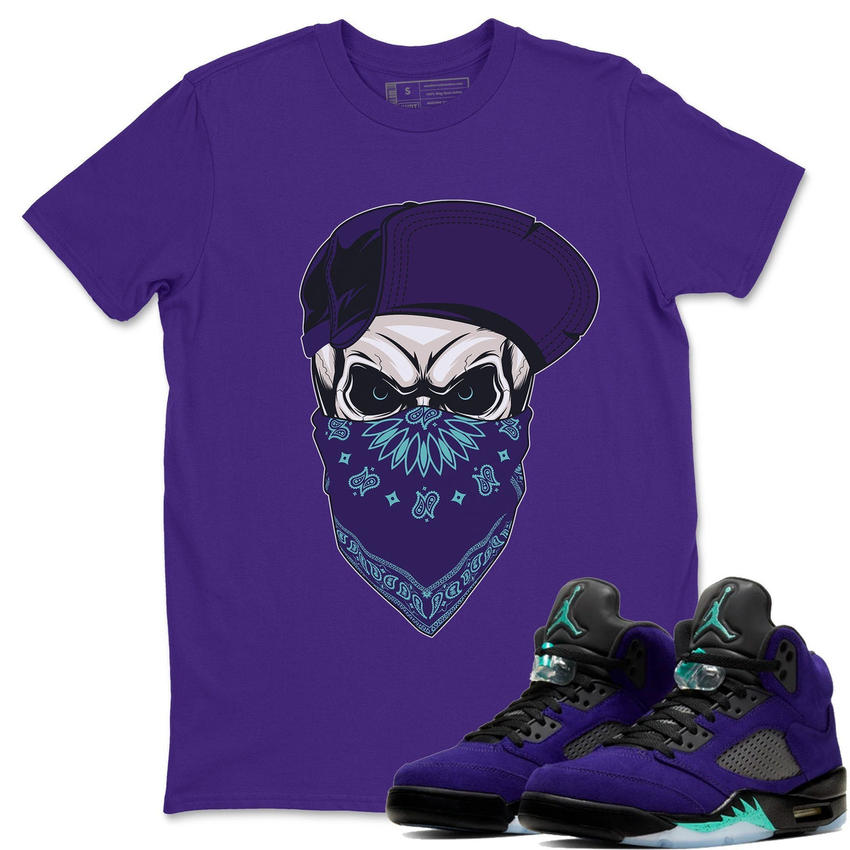 Jordan 5 Purple Grape Sneaker Matching T-Shirt Skull Hat Sneaker Tees Jordan 5 Purple Grape Sneaker Release Tees Crew Neck Tees