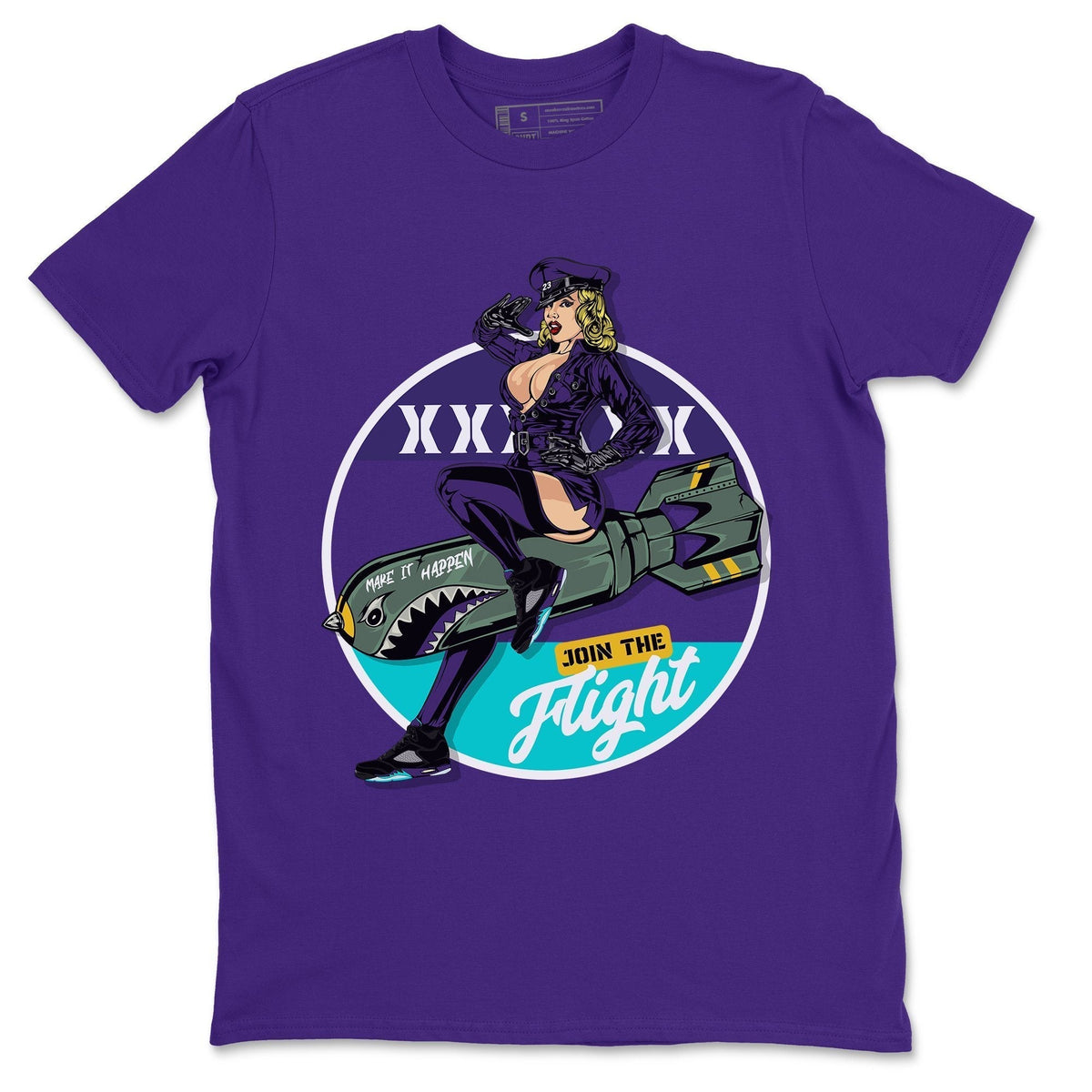 Jordan 5 Black Grape Sneaker Matching T-Shirt Pin Up Girl Sneaker Tees Jordan 5 Black Grape Sneaker Release Tees Crew Neck Tees