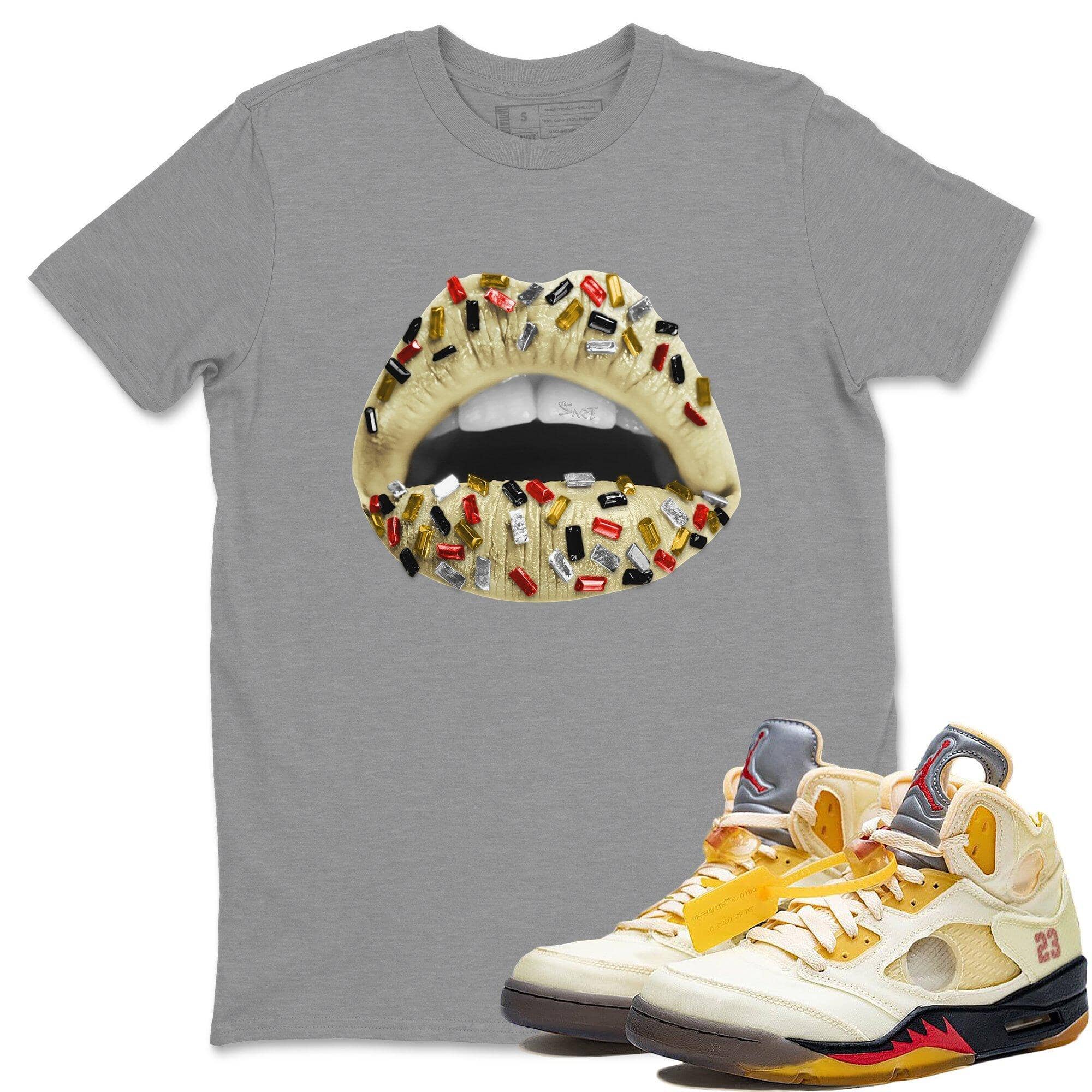 Jordan 5 OFF-WHITE Sail Shirt To Match Jordans Lips Jewel Sneaker Tees Jordan 5 OFF-WHITE Sail Drip Gear Zone Sneaker Matching Clothing Unisex Shirts