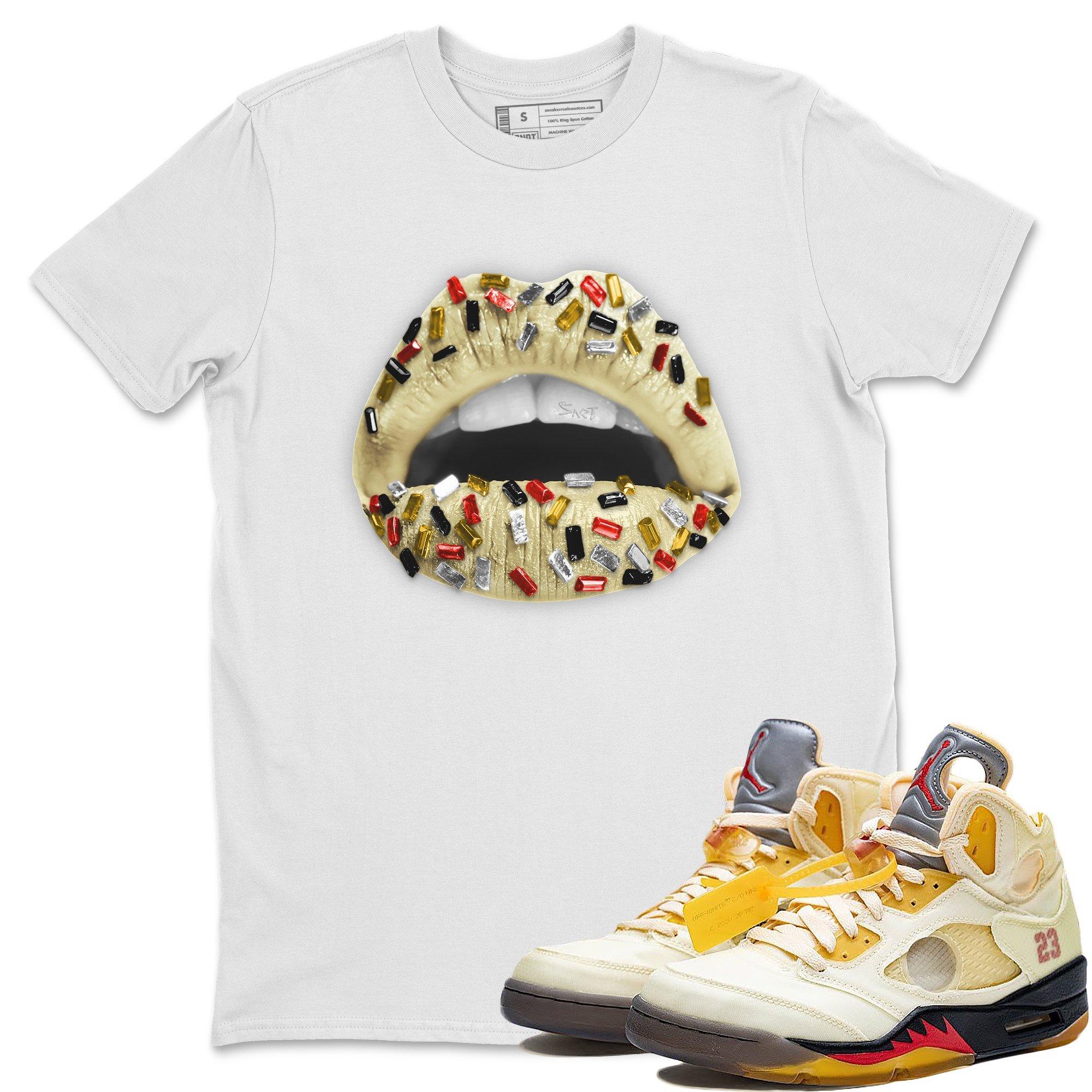 Jordan 5 OFF-WHITE Sail Shirt To Match Jordans Lips Jewel Sneaker Tees Jordan 5 OFF-WHITE Sail Drip Gear Zone Sneaker Matching Clothing Unisex Shirts