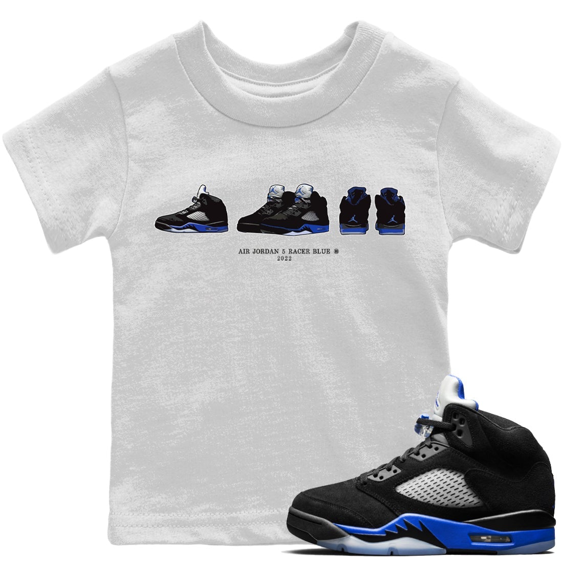 Jordan 5 Racer Blue Sneaker Matching T-Shirt Air Jordan 5 Prelude Sneaker Tees Jordan 5 Racer Blue Sneaker Release Tees Kids Shirts