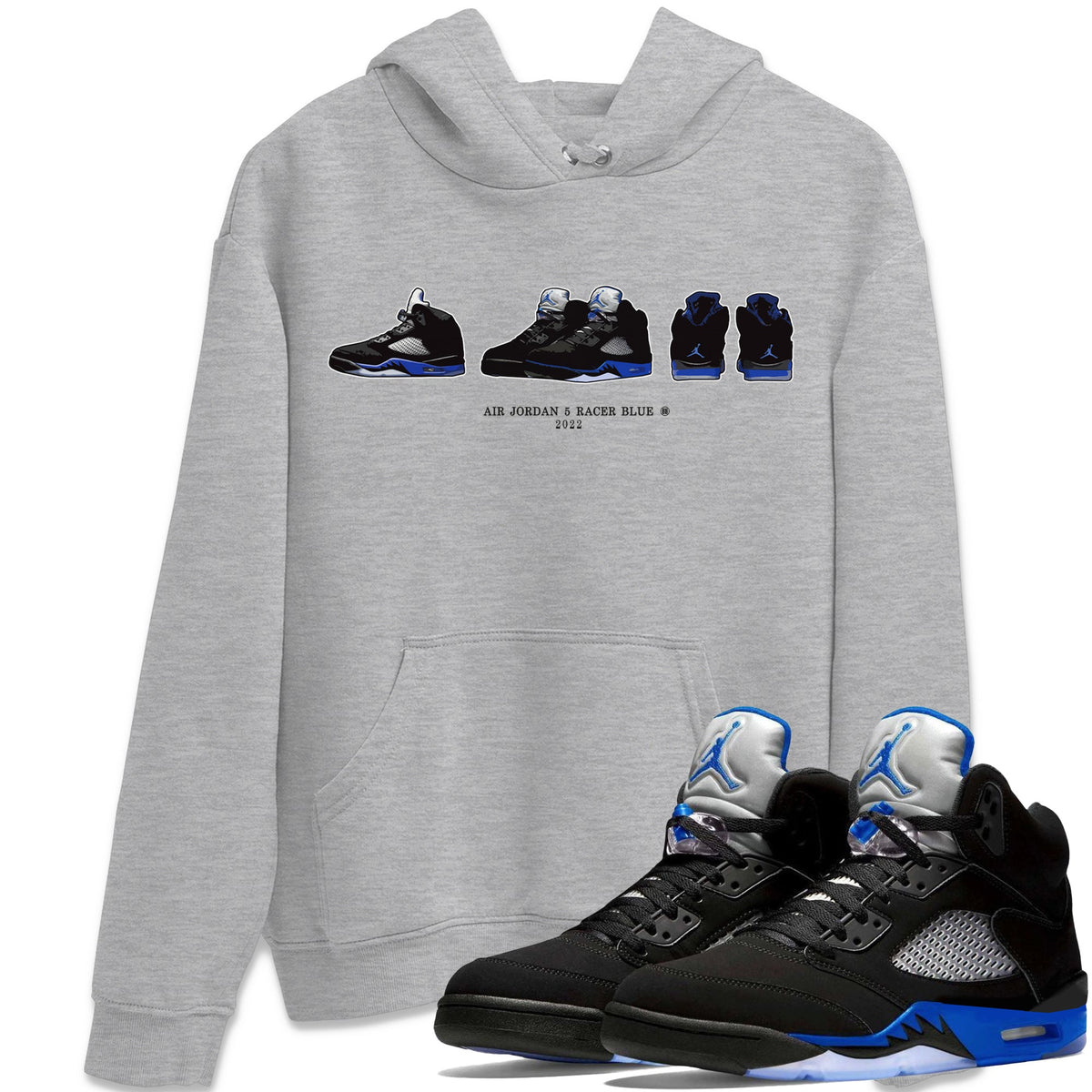 Jordan 5 Racer Blue Sneaker Matching T-Shirt Air Jordan 5 Prelude Sneaker Tees Jordan 5 Racer Blue Sneaker Release Tees Crew Neck Tees