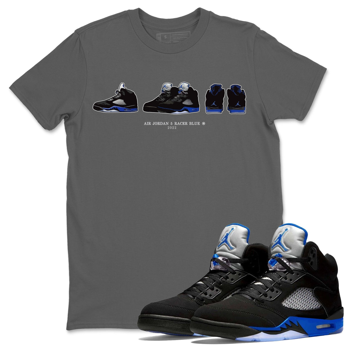 Jordan 5 Racer Blue Sneaker Matching T-Shirt Air Jordan 5 Prelude Sneaker Tees Jordan 5 Racer Blue Sneaker Release Tees Crew Neck Tees