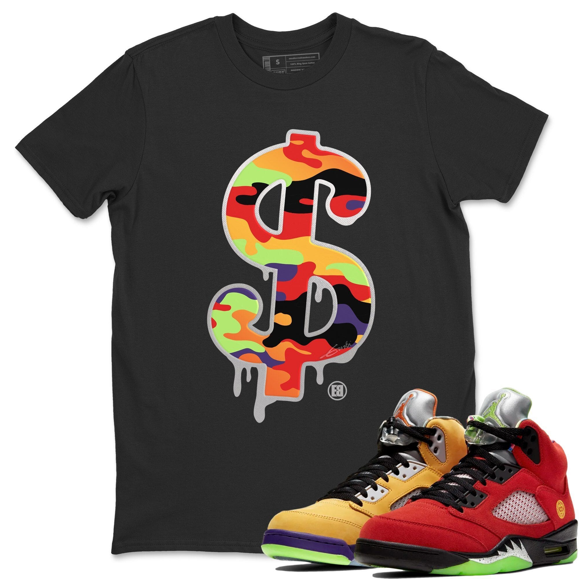 Jordan 5 What The Shirt To Match Jordans Dollar Camo Sneaker Tees Jordan 5 What The Drip Gear Zone Sneaker Matching Clothing Unisex Shirts