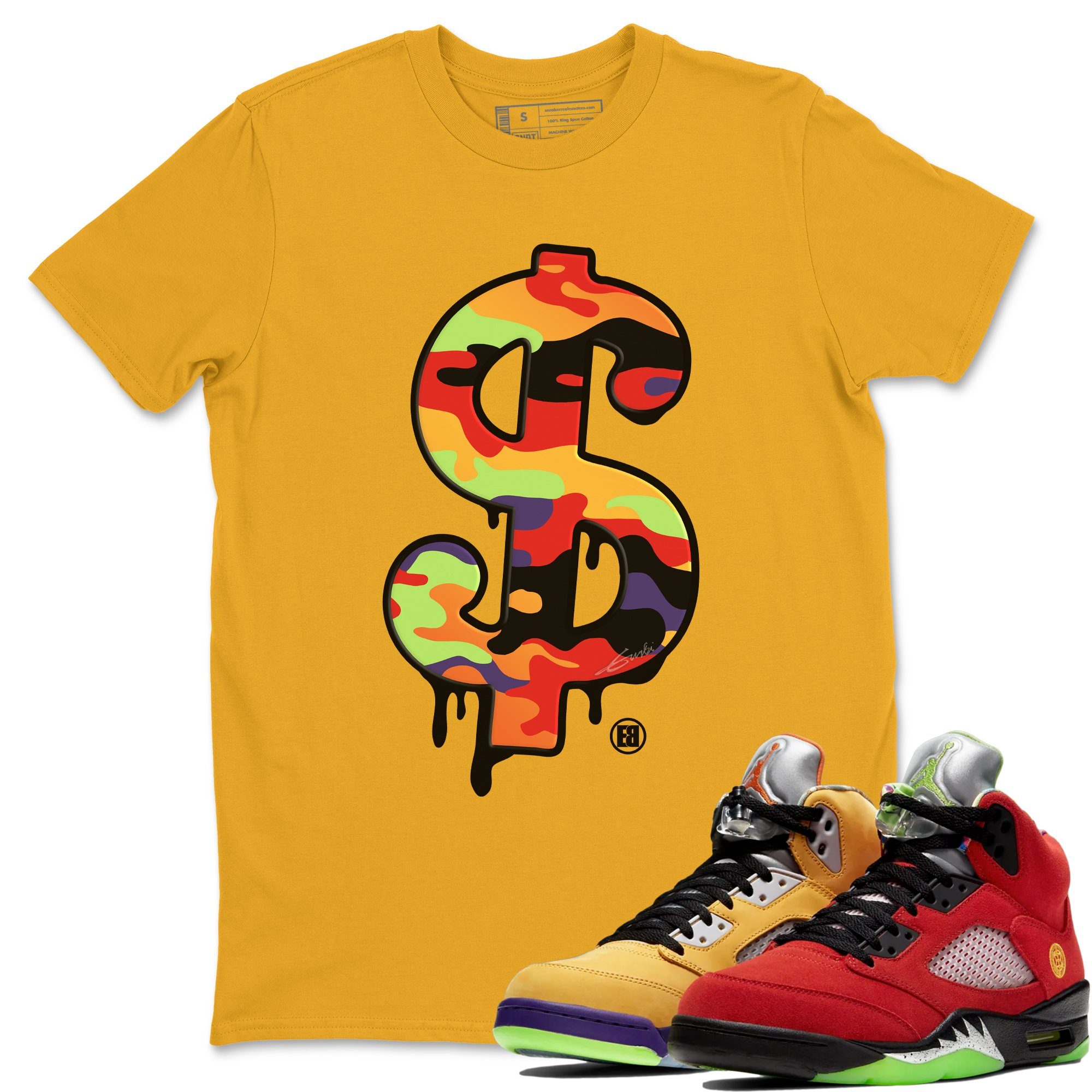 Jordan 5 What The Shirt To Match Jordans Dollar Camo Sneaker Tees Jordan 5 What The Drip Gear Zone Sneaker Matching Clothing Unisex Shirts