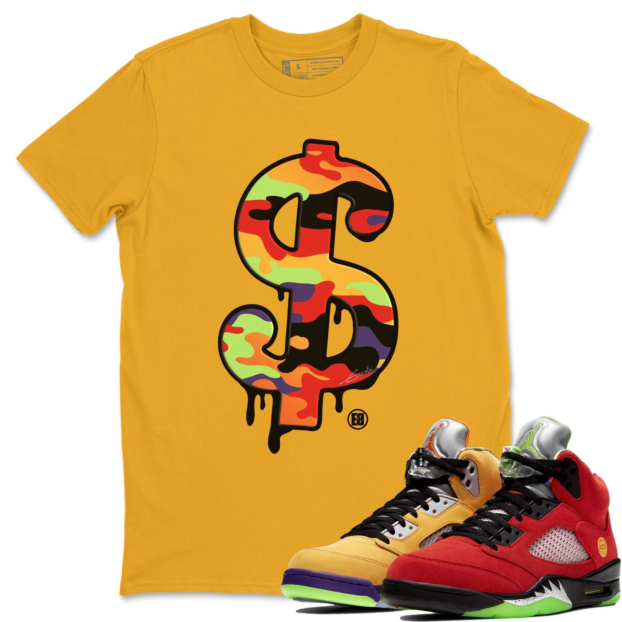 Jordan 5 What The Shirt To Match Jordans Dollar Camo Sneaker Tees Jordan 5 What The Drip Gear Zone Sneaker Matching Clothing Unisex Shirts