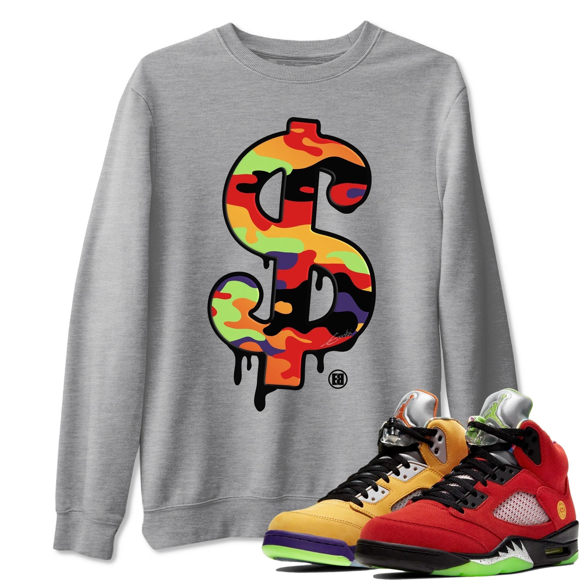 Jordan 5 What The Shirt To Match Jordans Dollar Camo Sneaker Tees Jordan 5 What The Drip Gear Zone Sneaker Matching Clothing Unisex Shirts