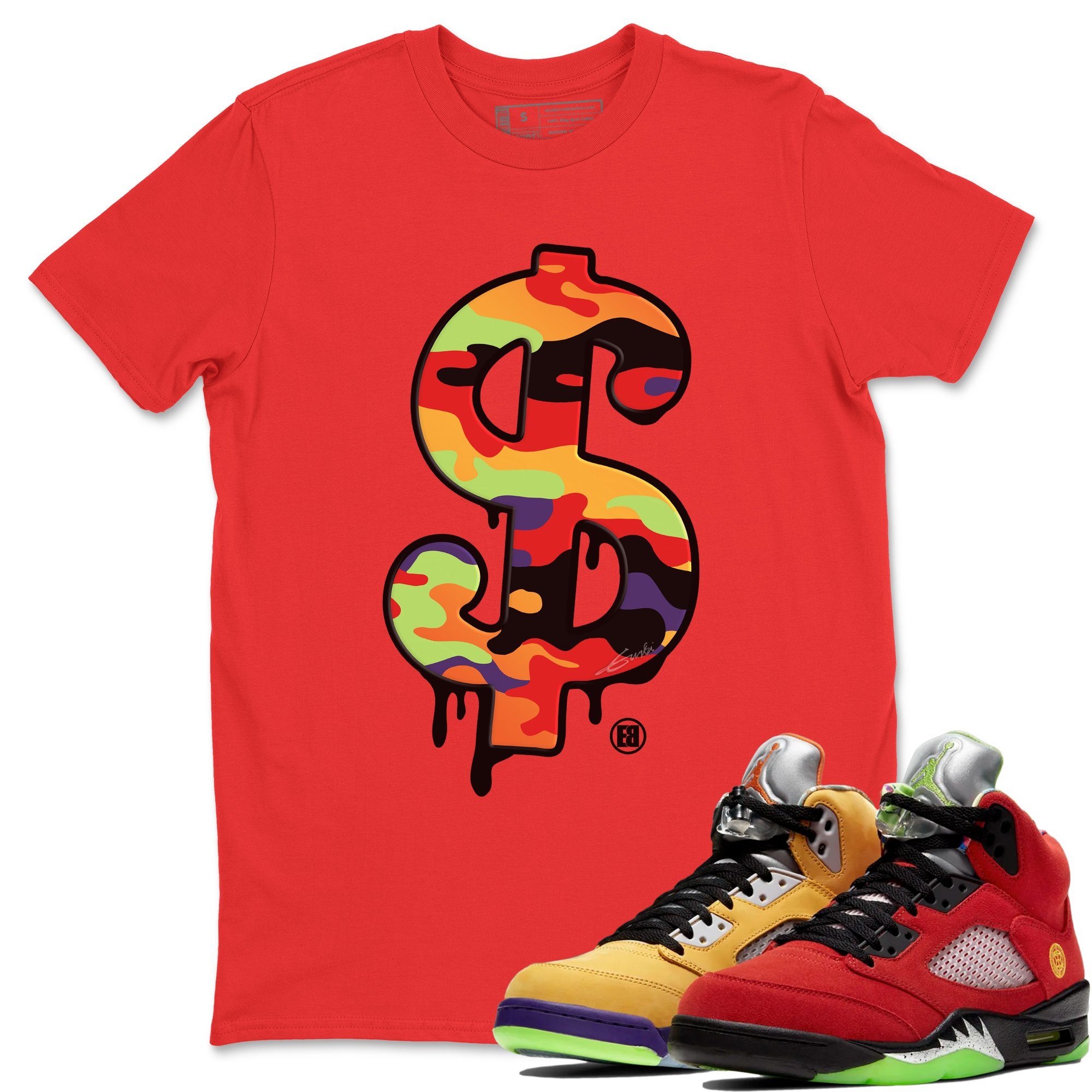 Jordan 5 What The Shirt To Match Jordans Dollar Camo Sneaker Tees Jordan 5 What The Drip Gear Zone Sneaker Matching Clothing Unisex Shirts