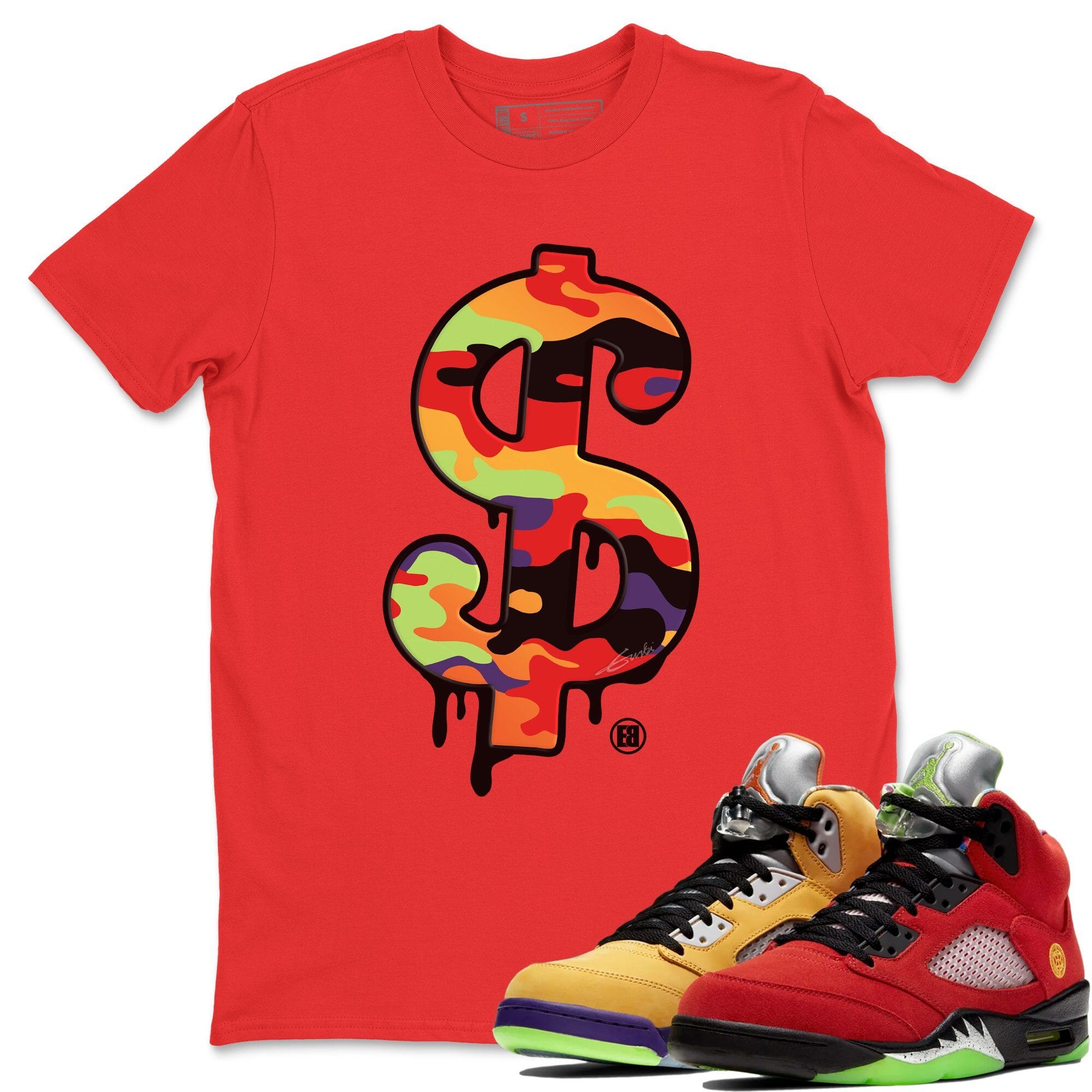 Jordan 5 What The Shirt To Match Jordans Dollar Camo Sneaker Tees Jordan 5 What The Drip Gear Zone Sneaker Matching Clothing Unisex Shirts