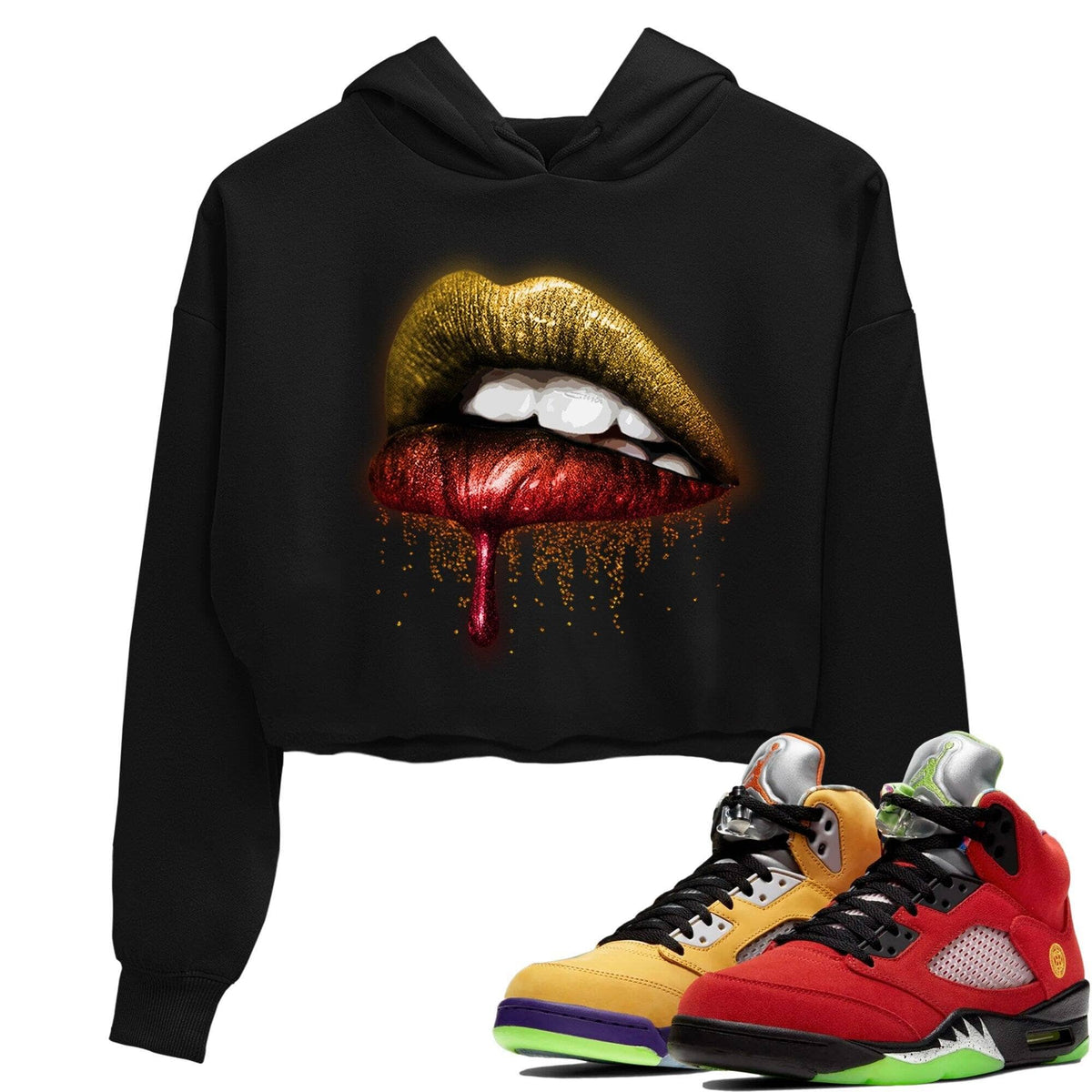Jordan 5 What The Sneaker Matching T-Shirt Dripping Lips Sneaker Tees Jordan 5 What The Sneaker Release Tees Women's Shirts