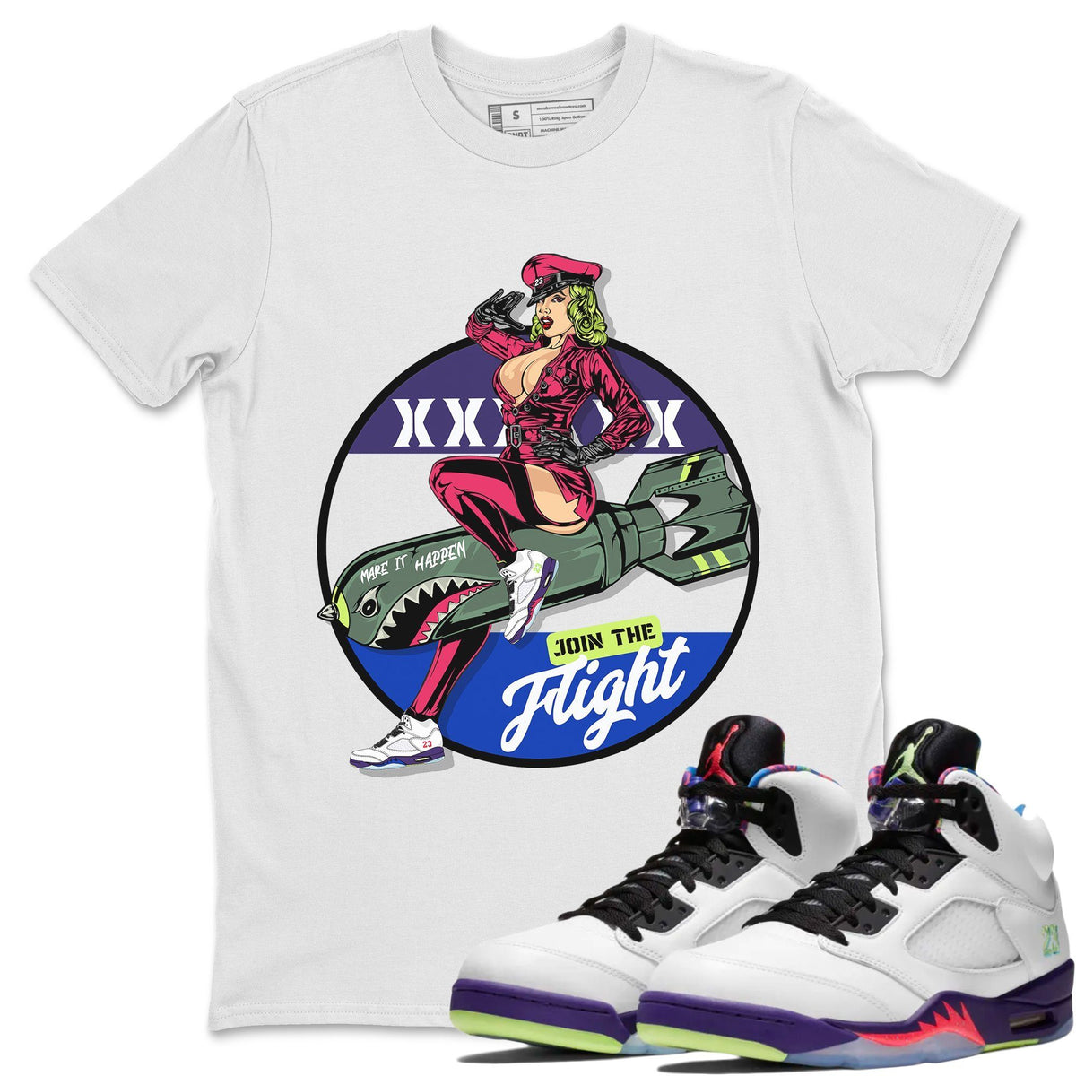 Jordan 5 Ghost Green Sneaker Matching T-Shirt Pin Up Girl Sneaker Tees Jordan 5 Ghost Green Sneaker Release Tees Crew Neck Tees