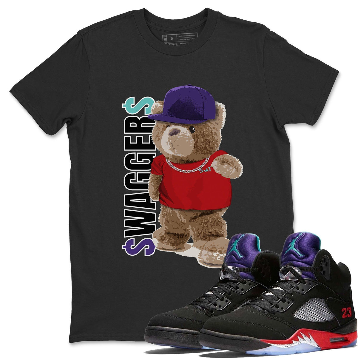 Jordan 5 Top 3 Sneaker Matching T-Shirt Bear Swaggers Sneaker Tees Jordan 5 Top 3 Sneaker Release Tees Crew Neck Tees