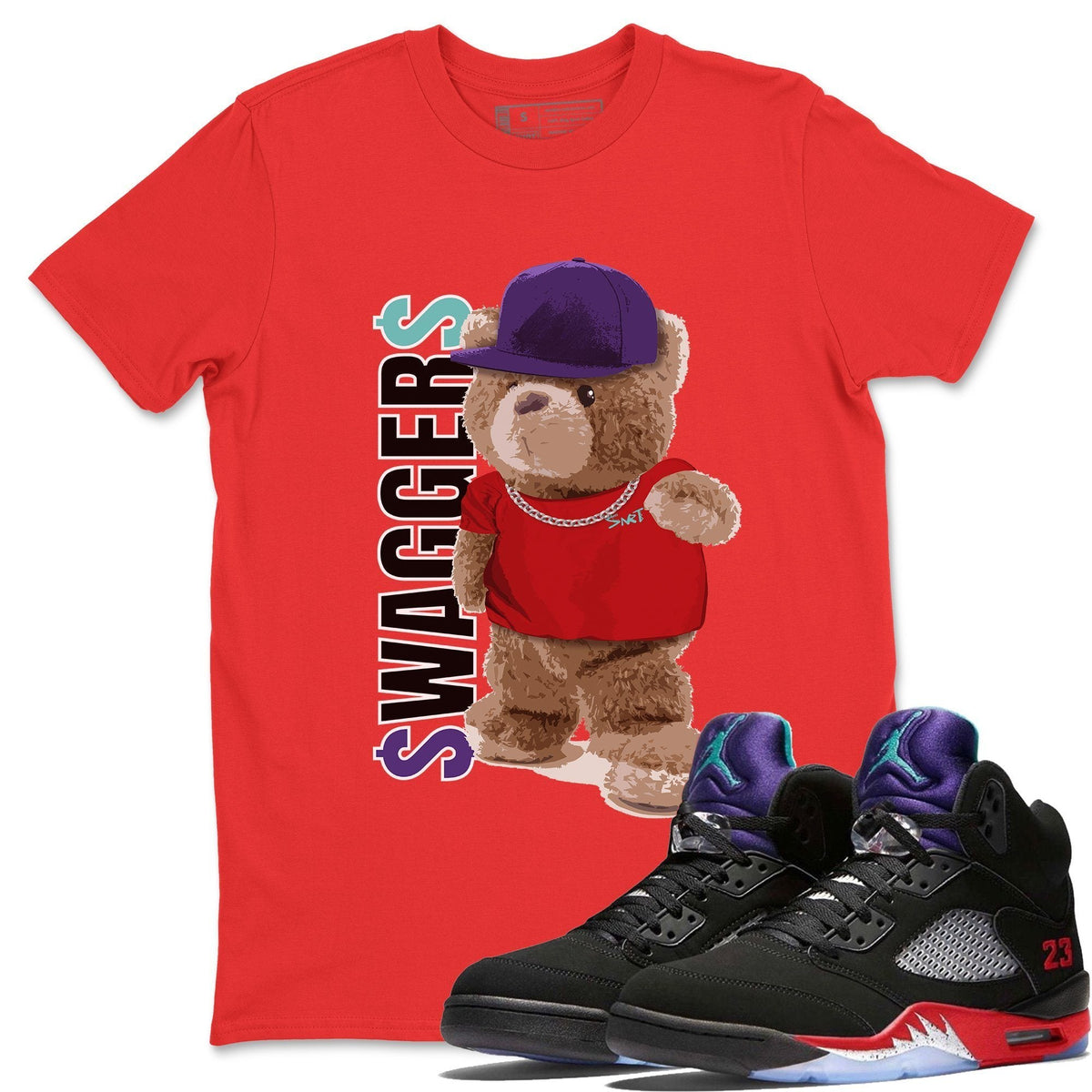 Jordan 5 Top 3 Sneaker Matching T-Shirt Bear Swaggers Sneaker Tees Jordan 5 Top 3 Sneaker Release Tees Crew Neck Tees