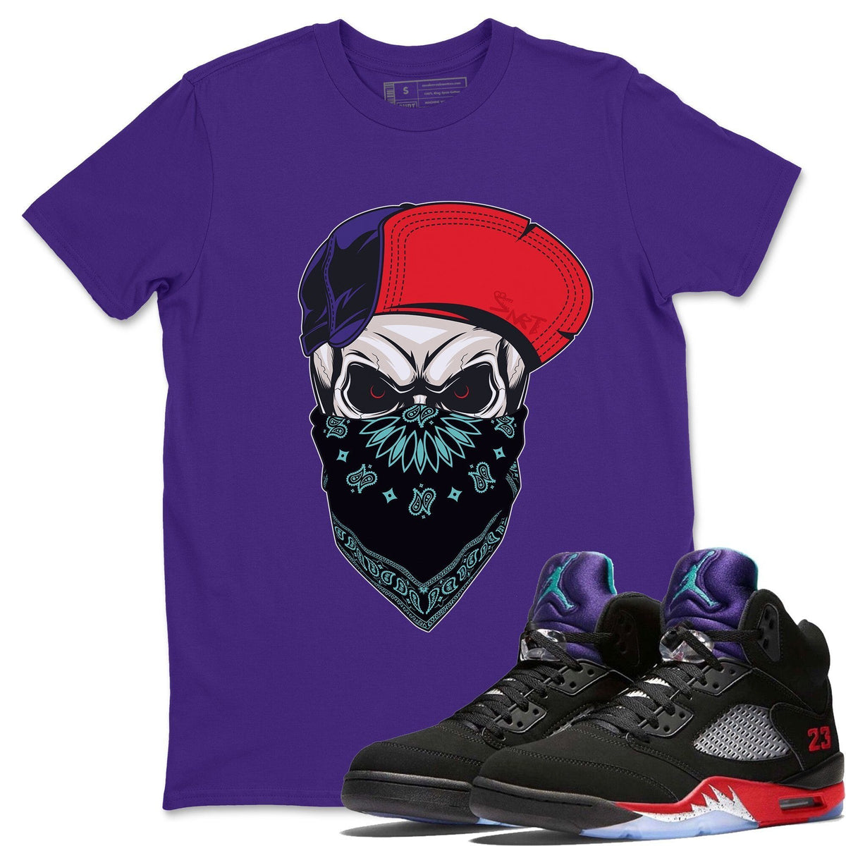 Jordan 5 Top 3 Sneaker Matching T-Shirt Skull Hat Mask Sneaker Tees Jordan 5 Top 3 Sneaker Release Tees Crew Neck Tees