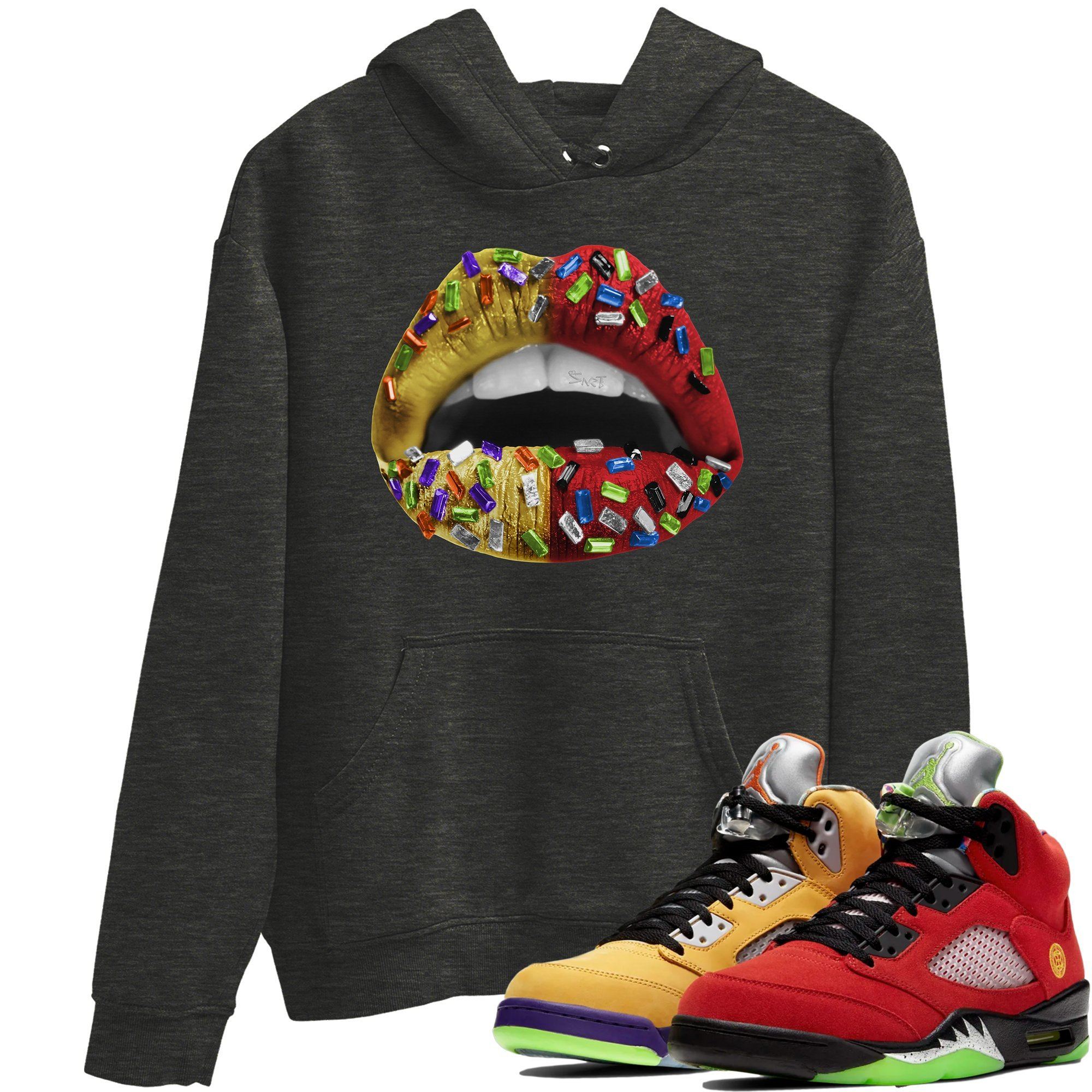 Jordan 5 What The Sneaker Matching T-Shirt Lips Jewel Sneaker Tees Jordan 5 What The Sneaker Release Tees Crew Neck Tees