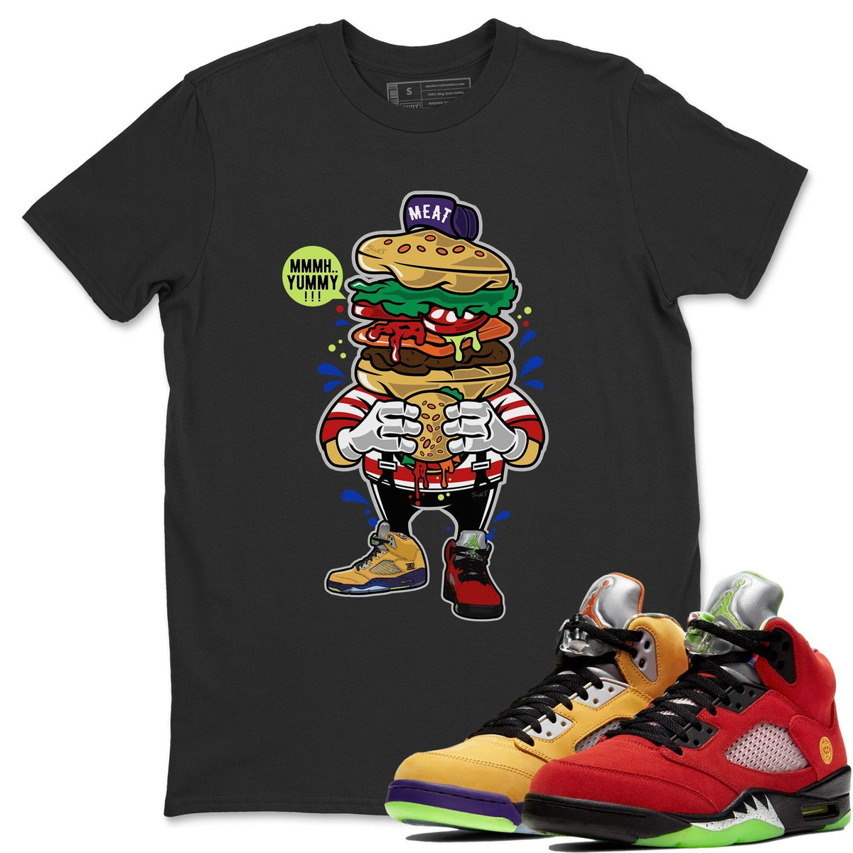 Jordan 5 What The Sneaker Matching T-Shirt I Like Burger Sneaker Tees Jordan 5 What The Sneaker Release Tees Crew Neck Tees