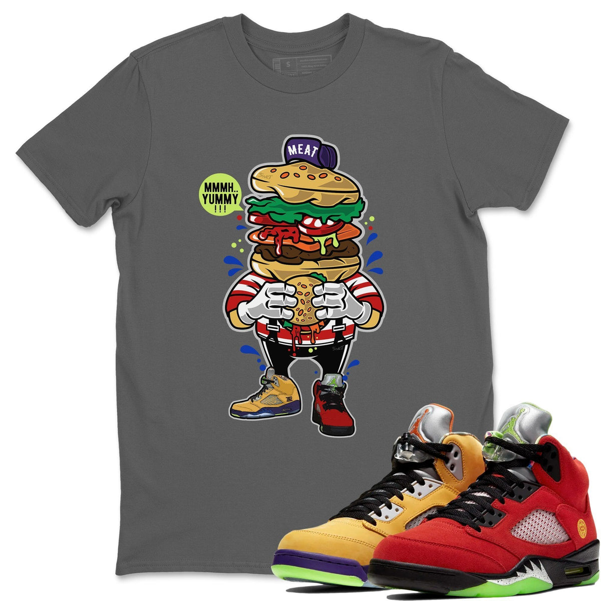 Jordan 5 What The Sneaker Matching T-Shirt I Like Burger Sneaker Tees Jordan 5 What The Sneaker Release Tees Crew Neck Tees