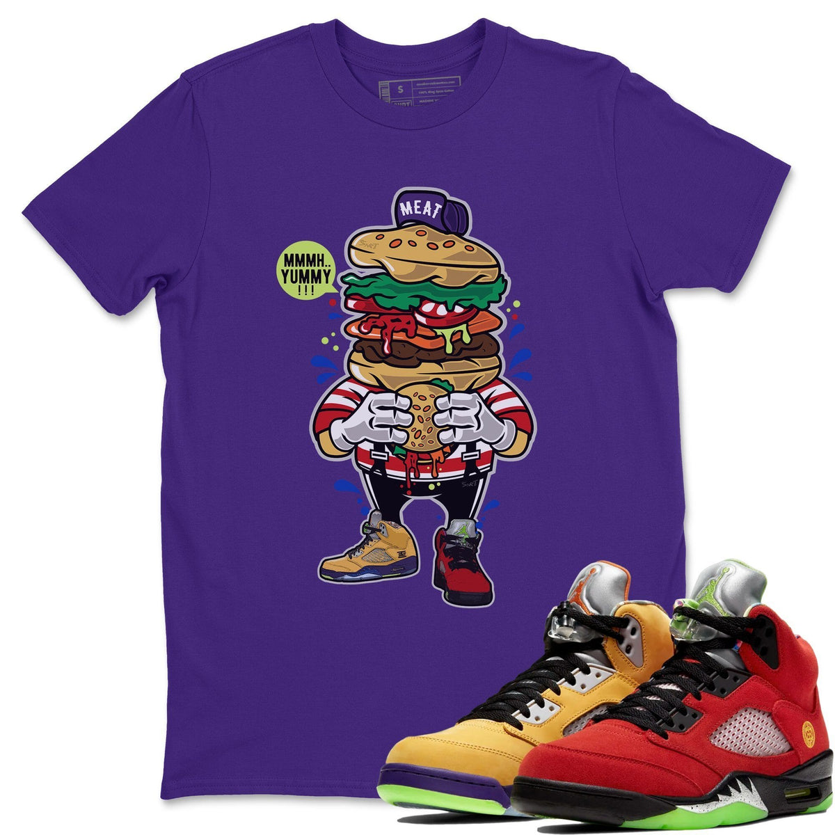 Jordan 5 What The Sneaker Matching T-Shirt I Like Burger Sneaker Tees Jordan 5 What The Sneaker Release Tees Crew Neck Tees