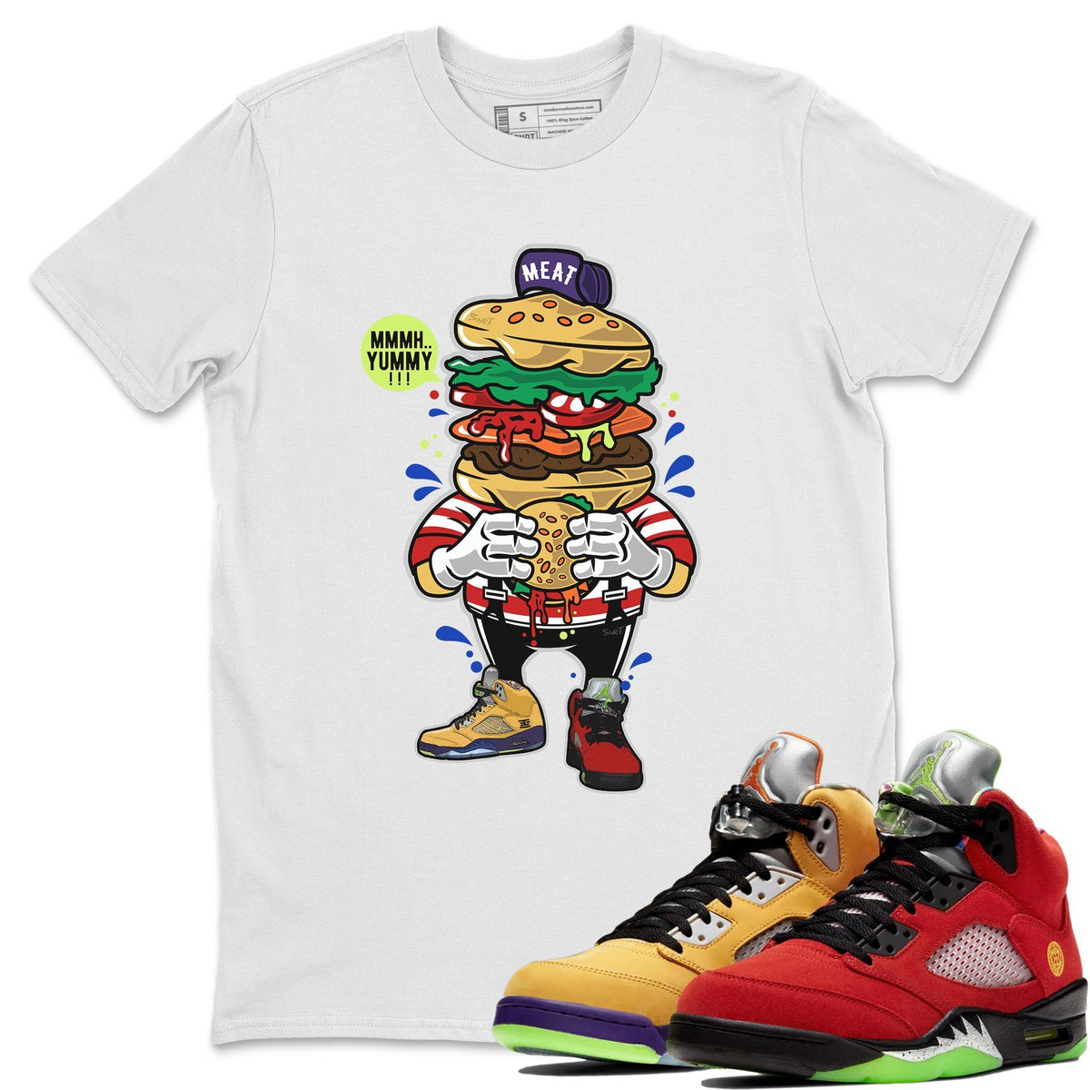 Jordan 5 What The Sneaker Matching T-Shirt I Like Burger Sneaker Tees Jordan 5 What The Sneaker Release Tees Crew Neck Tees