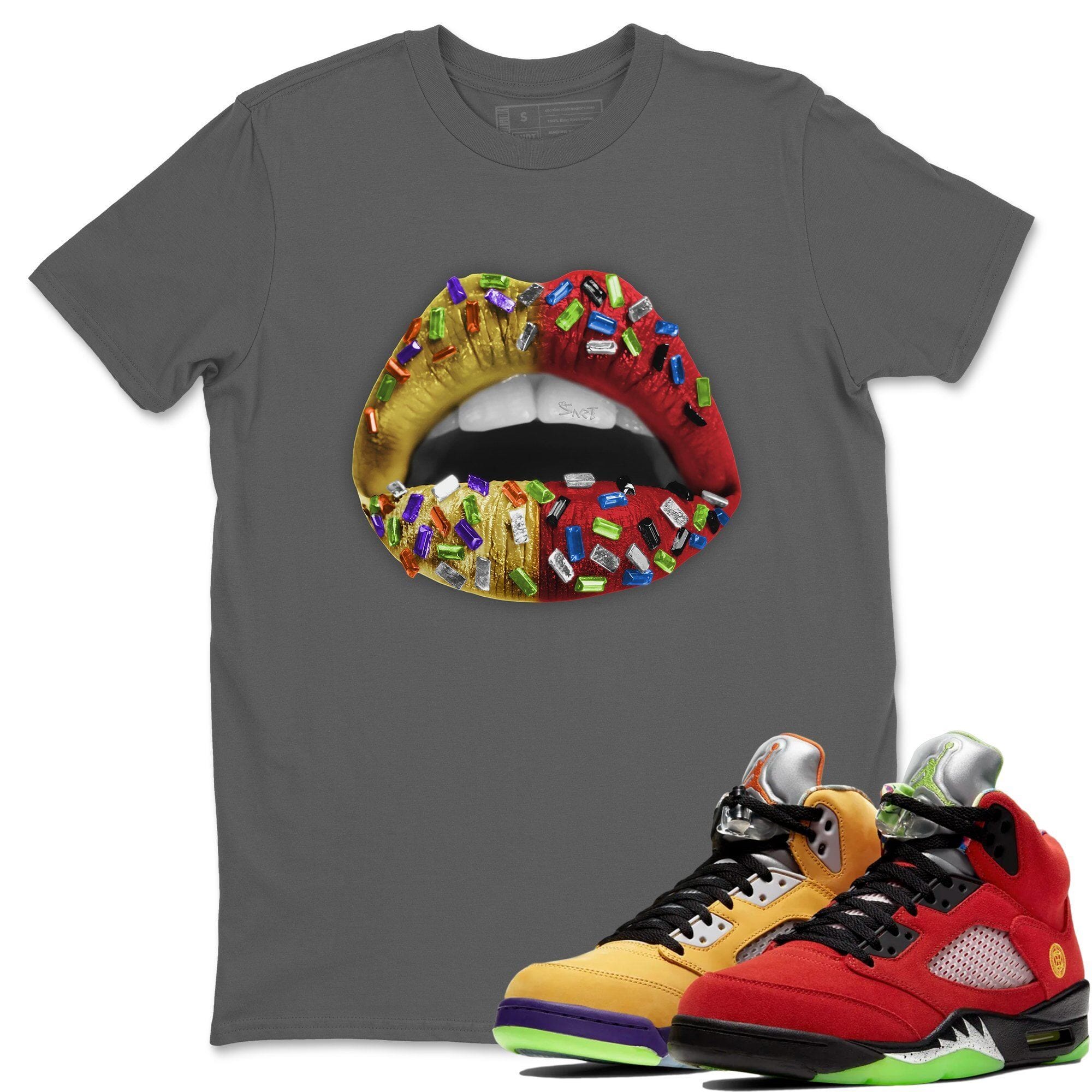 Jordan 5 What The Sneaker Matching T-Shirt Lips Jewel Sneaker Tees Jordan 5 What The Sneaker Release Tees Crew Neck Tees