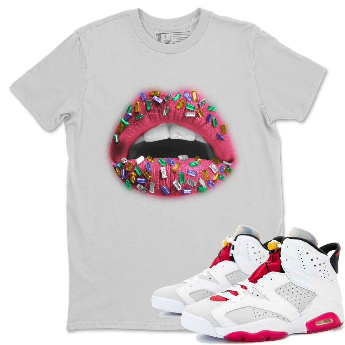 Jordan 6 Hare Sneaker Matching T-Shirt Lips Jewel Sneaker Tees Jordan 6 Hare Sneaker Release Tees Crew Neck Tees