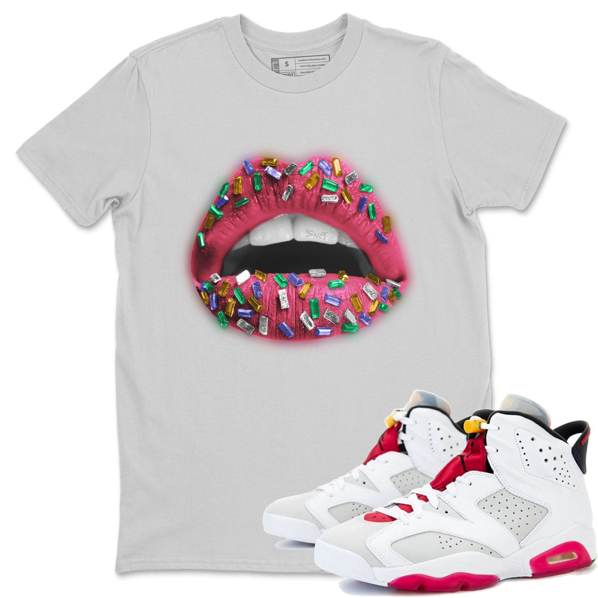 Jordan 6 Hare Sneaker Matching T-Shirt Lips Jewel Sneaker Tees Jordan 6 Hare Sneaker Release Tees Crew Neck Tees