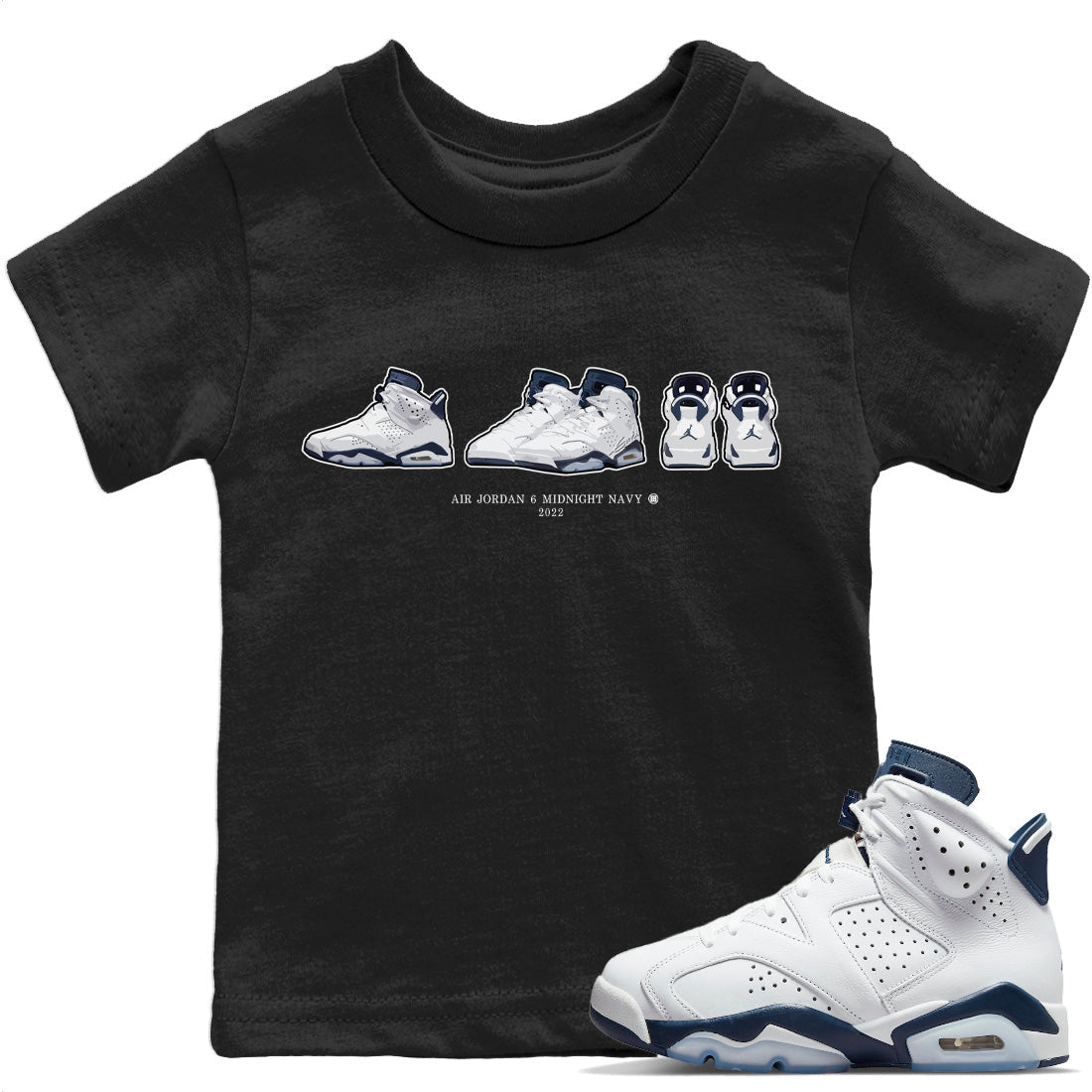 Jordan 6 Midnight Navy Sneaker Matching T-Shirt 6s Prelude Sneaker Tees Jordan 6 Midnight Navy Sneaker Release Tees Kids Shirts