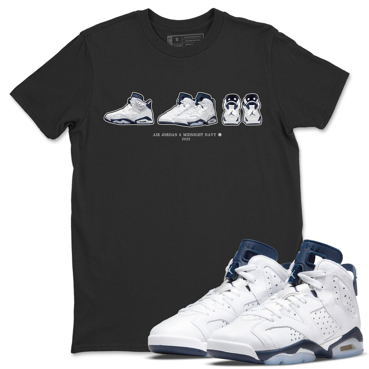 Jordan 6 Midnight Navy Sneaker Matching T-Shirt 6s Prelude Sneaker Tees Jordan 6 Midnight Navy Sneaker Release Tees Crew Neck Tees