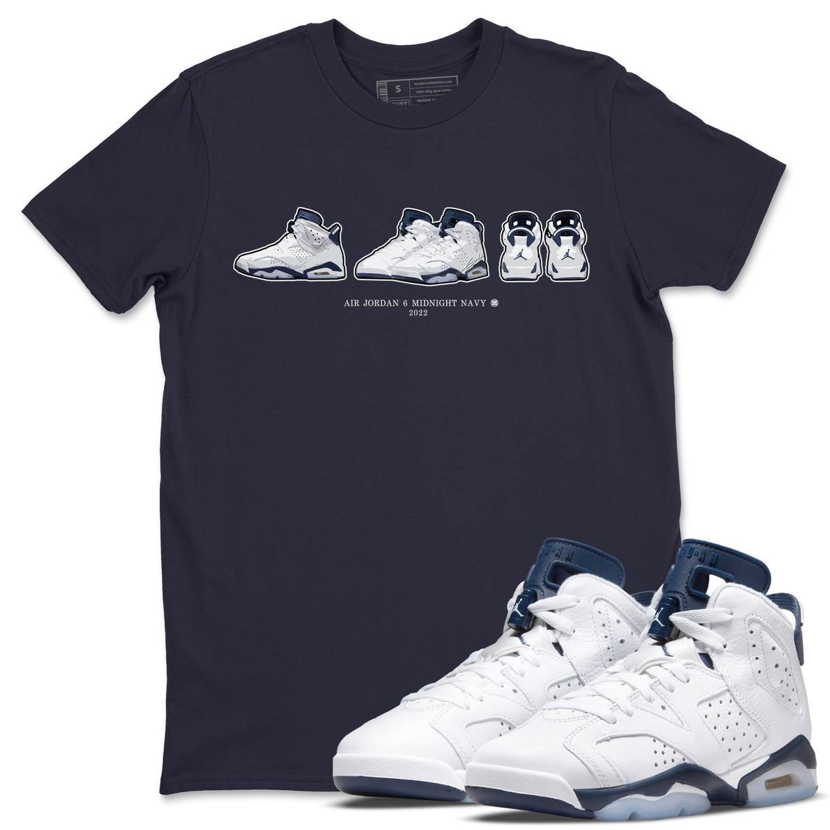 Jordan 6 Midnight Navy Sneaker Matching T-Shirt 6s Prelude Sneaker Tees Jordan 6 Midnight Navy Sneaker Release Tees Crew Neck Tees