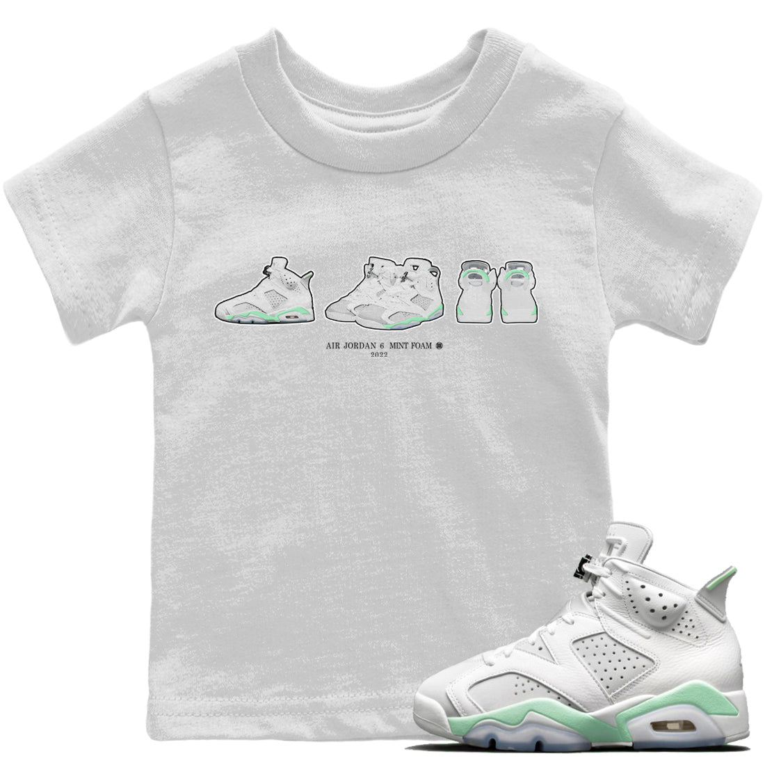 Jordan 6 Mint Foam Sneaker Matching T-Shirt 6s Prelude Sneaker Tees Jordan 6 Mint Foam Sneaker Release Tees Kids Shirts