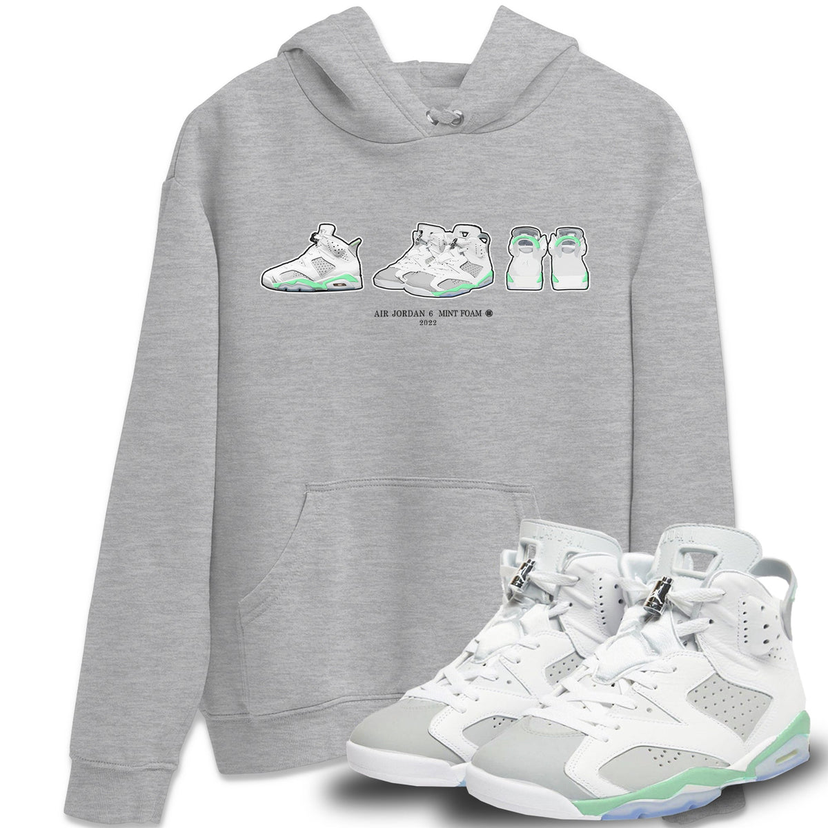 Jordan 6 Mint Foam Sneaker Matching T-Shirt 6s Prelude Sneaker Tees Jordan 6 Mint Foam Sneaker Release Tees Crew Neck Tees