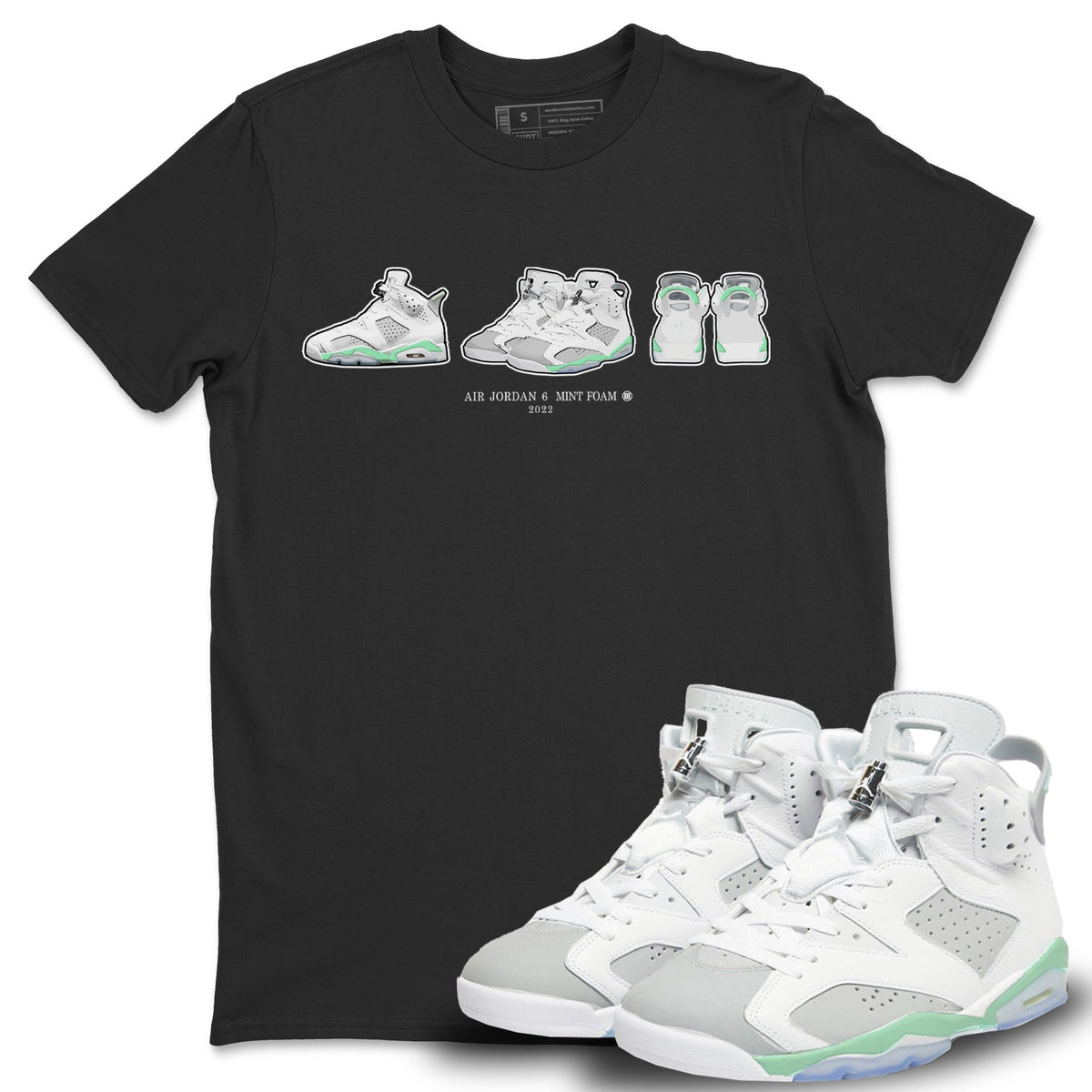 Jordan 6 Mint Foam Sneaker Matching T-Shirt 6s Prelude Sneaker Tees Jordan 6 Mint Foam Sneaker Release Tees Crew Neck Tees