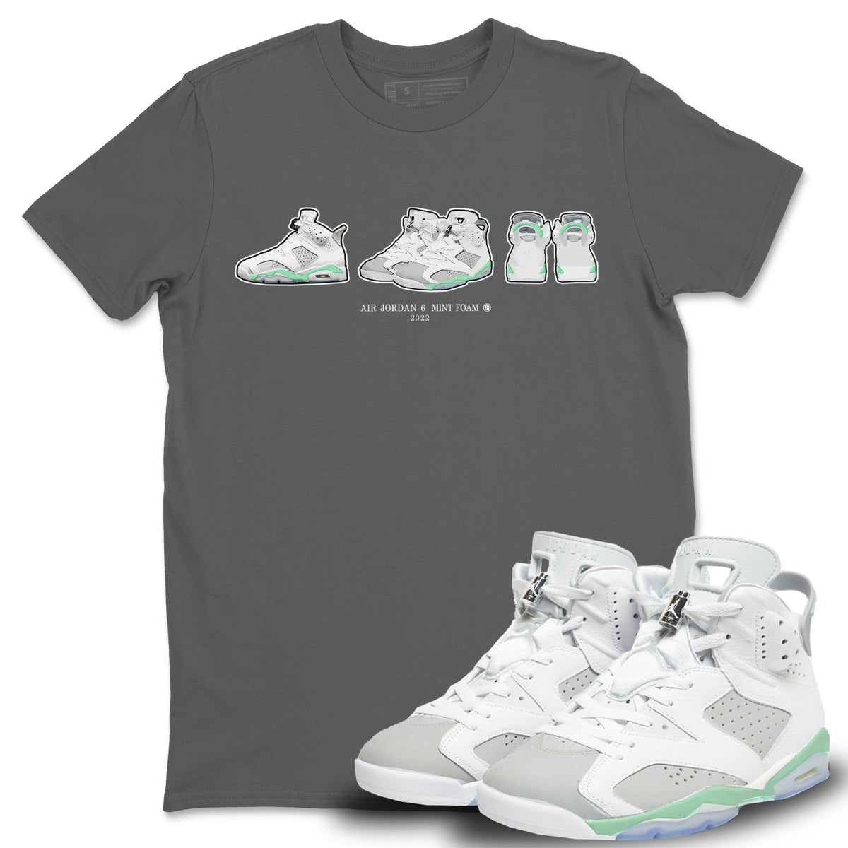 Jordan 6 Mint Foam Sneaker Matching T-Shirt 6s Prelude Sneaker Tees Jordan 6 Mint Foam Sneaker Release Tees Crew Neck Tees