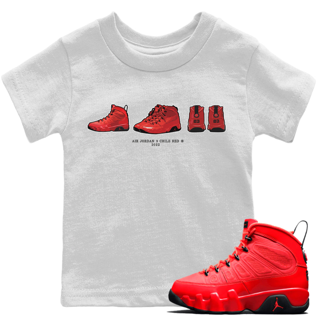 Jordan 9 Chile Red Shirt To Match Jordans Air Jordan 9 Prelude Sneaker Tees Jordan 9 Chile Red Drip Gear Zone Sneaker Matching Clothing Kids Shirts