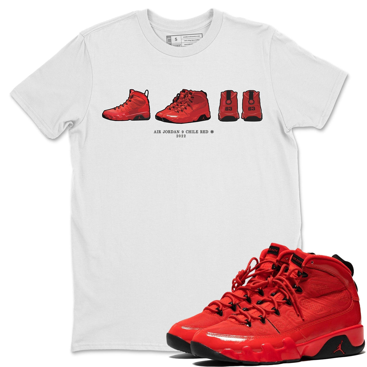 Jordan 9 Chile Red Shirt To Match Jordans Air Jordan 9 Prelude Sneaker Tees Jordan 9 Chile Red Drip Gear Zone Sneaker Matching Clothing Unisex Shirts