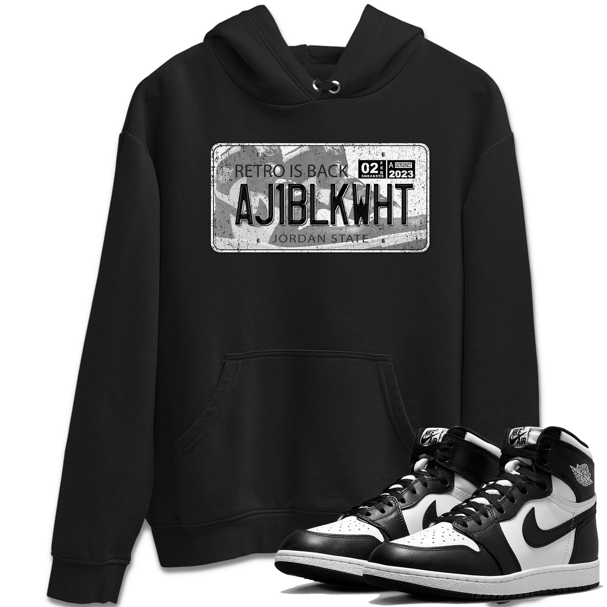 Air Jordan 1 Black White Sneaker Match Tees Jordan Plate Sneaker Tees Air Jordan 1 Black White Jordan to match sneaker T-Shirt Crew Neck Shirts
