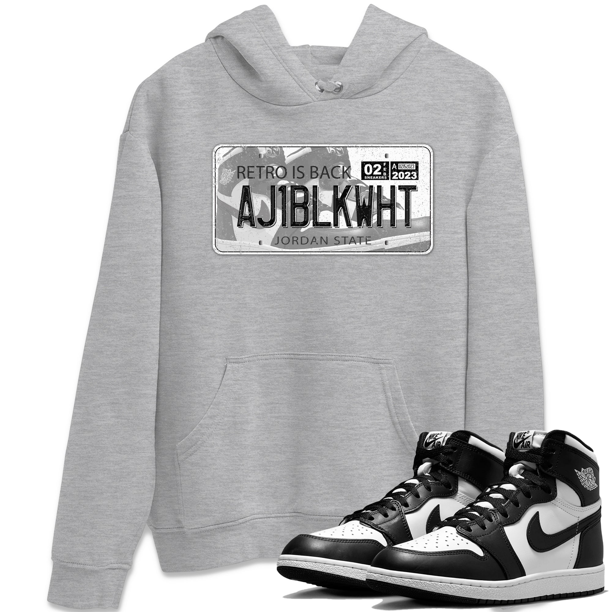 Air Jordan 1 Black White Sneaker Match Tees Jordan Plate Sneaker Tees Air Jordan 1 Black White Jordan to match sneaker T-Shirt Crew Neck Shirts