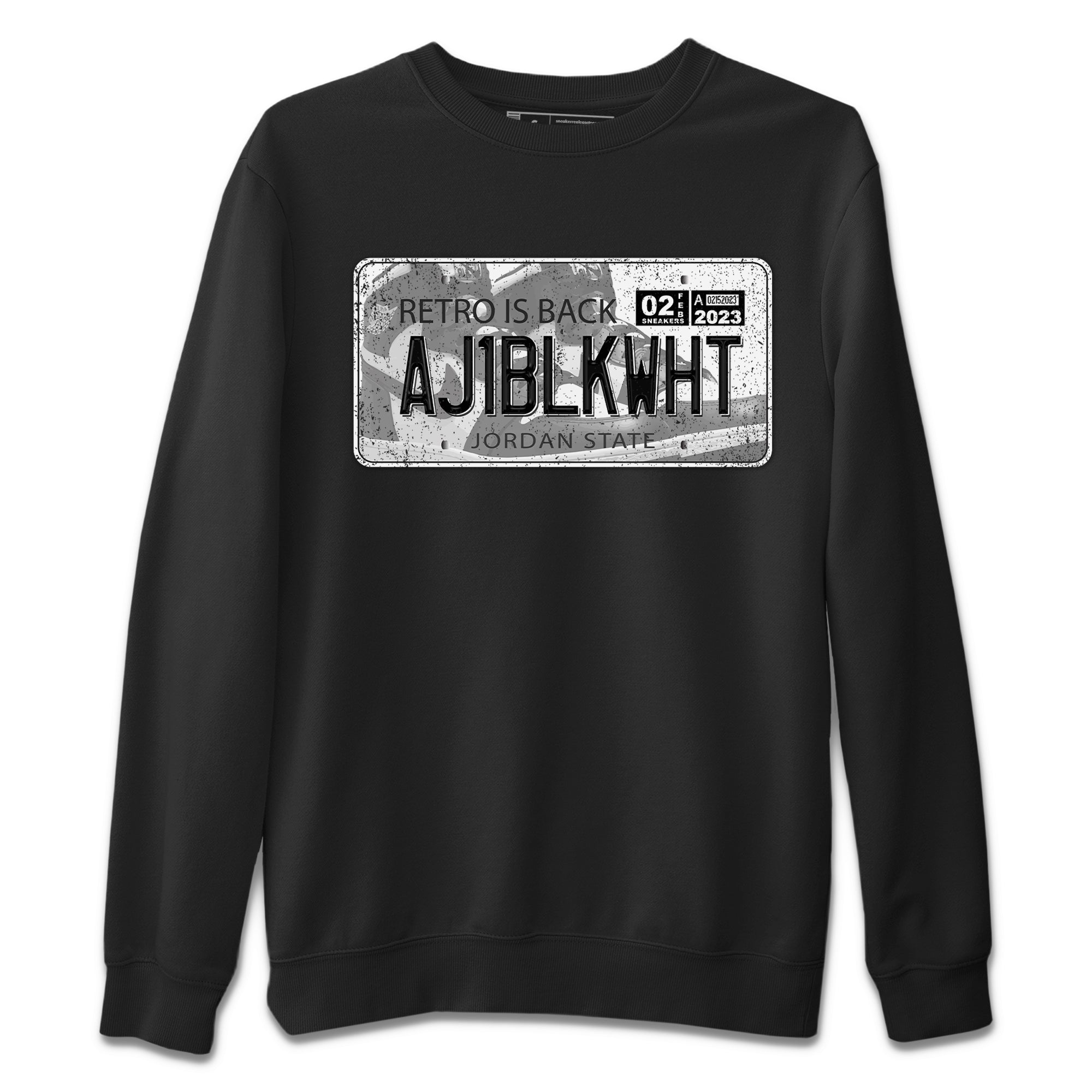 Air Jordan 1 Black White Sneaker Match Tees Jordan Plate Sneaker Tees Air Jordan 1 Black White Jordan to match sneaker T-Shirt Crew Neck Shirts