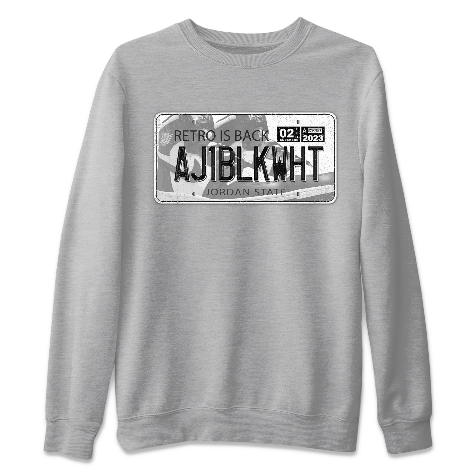 Air Jordan 1 Black White Sneaker Match Tees Jordan Plate Sneaker Tees Air Jordan 1 Black White Jordan to match sneaker T-Shirt Crew Neck Shirts