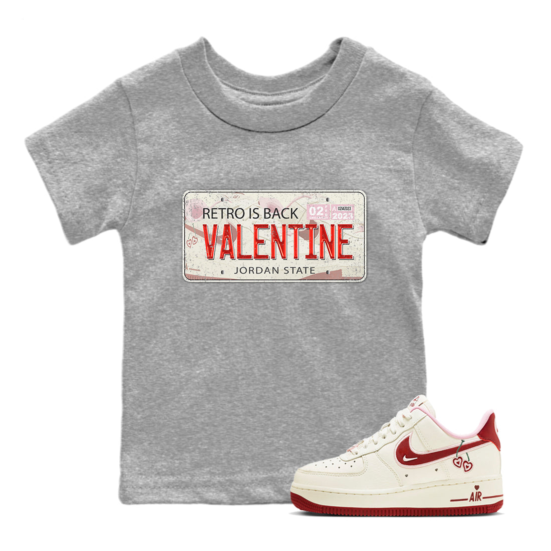 Air Force 1 Valentines Day Sneaker Match Tees Jordan Plate Sneaker Tees Air Force 1 Valentines Day Jordan to match sneaker T-Shirt Kids Shirts