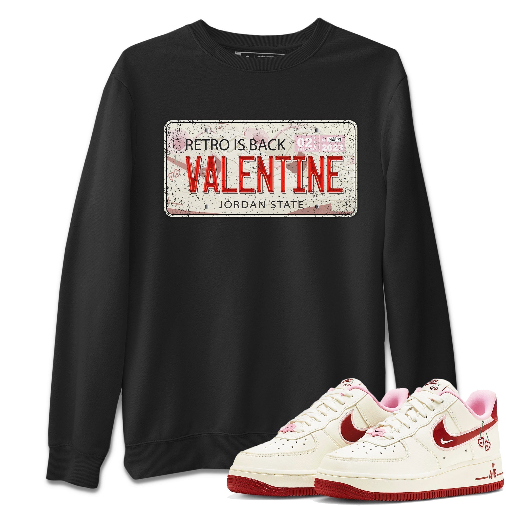 Air Force 1 Valentines Day Sneaker Match Tees Jordan Plate Sneaker Tees Air Force 1 Valentines Day Jordan to match sneaker T-Shirt Crew Neck Shirts