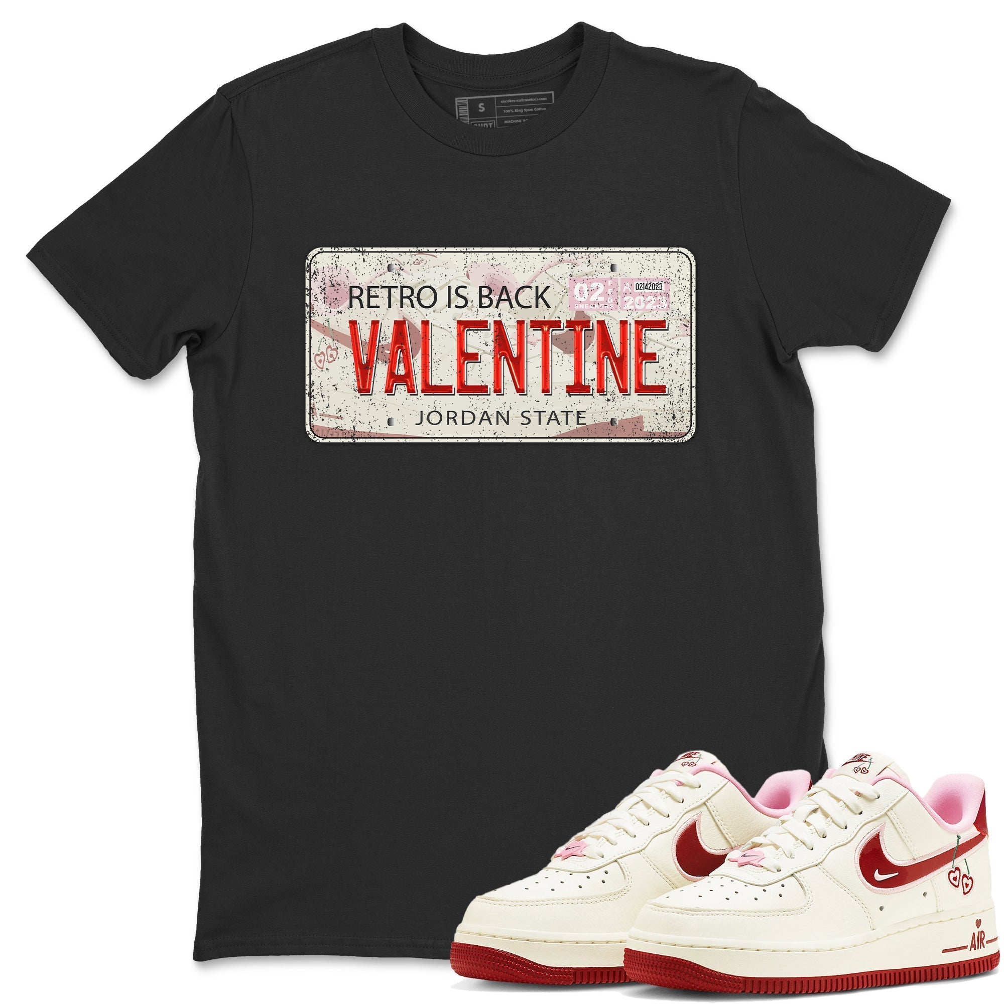 Air Force 1 Valentines Day Sneaker Match Tees Jordan Plate Sneaker Tees Air Force 1 Valentines Day Jordan to match sneaker T-Shirt Crew Neck Shirts