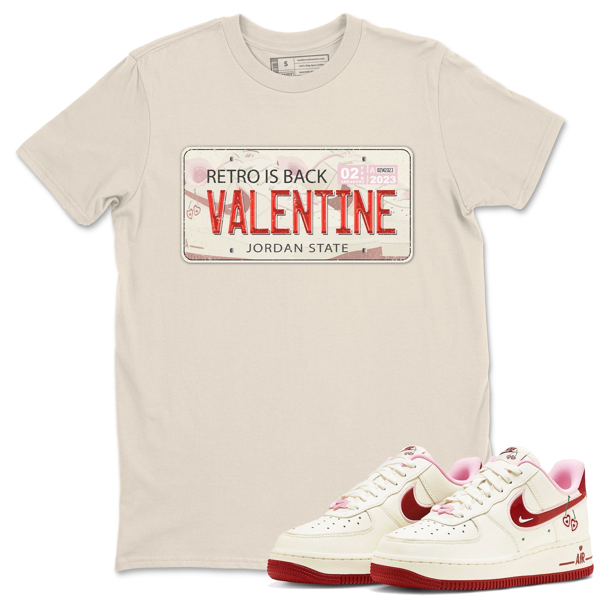 Air Force 1 Valentines Day Sneaker Match Tees Jordan Plate Sneaker Tees Air Force 1 Valentines Day Jordan to match sneaker T-Shirt Crew Neck Shirts