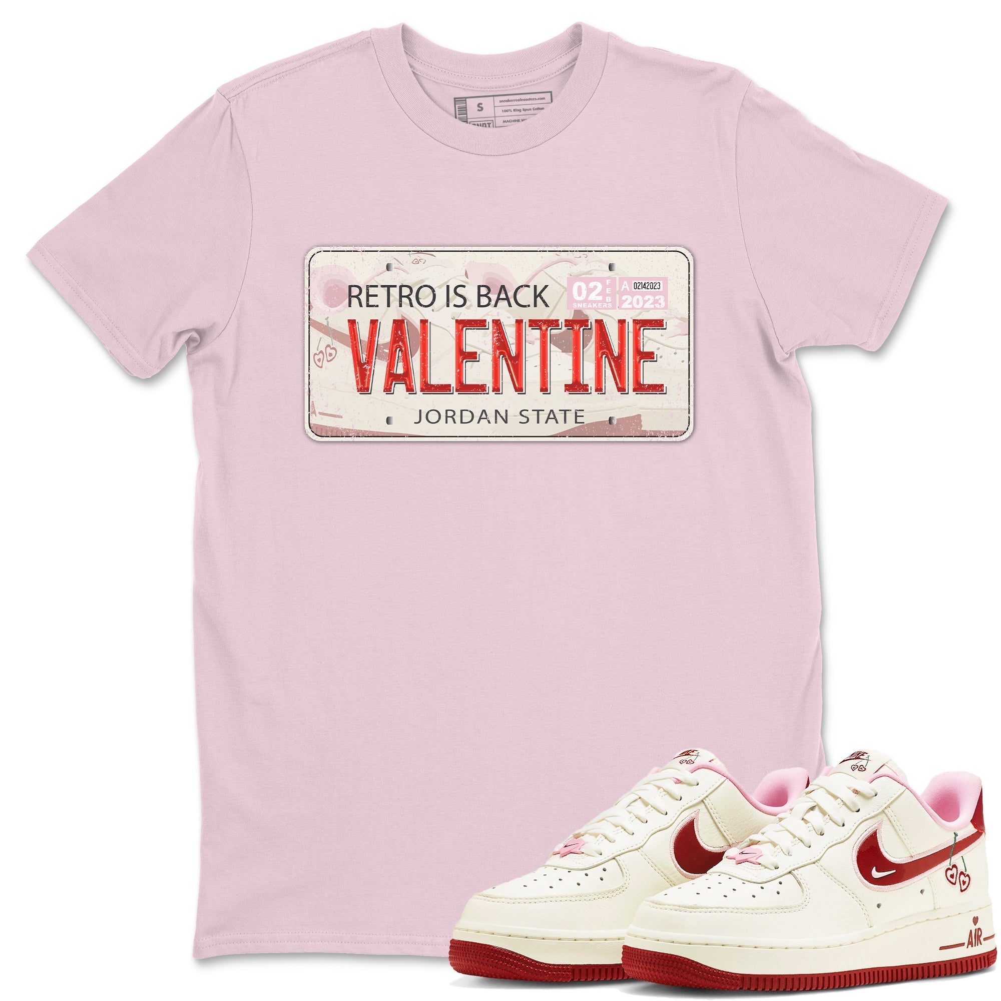 Air Force 1 Valentines Day Sneaker Match Tees Jordan Plate Sneaker Tees Air Force 1 Valentines Day Jordan to match sneaker T-Shirt Crew Neck Shirts