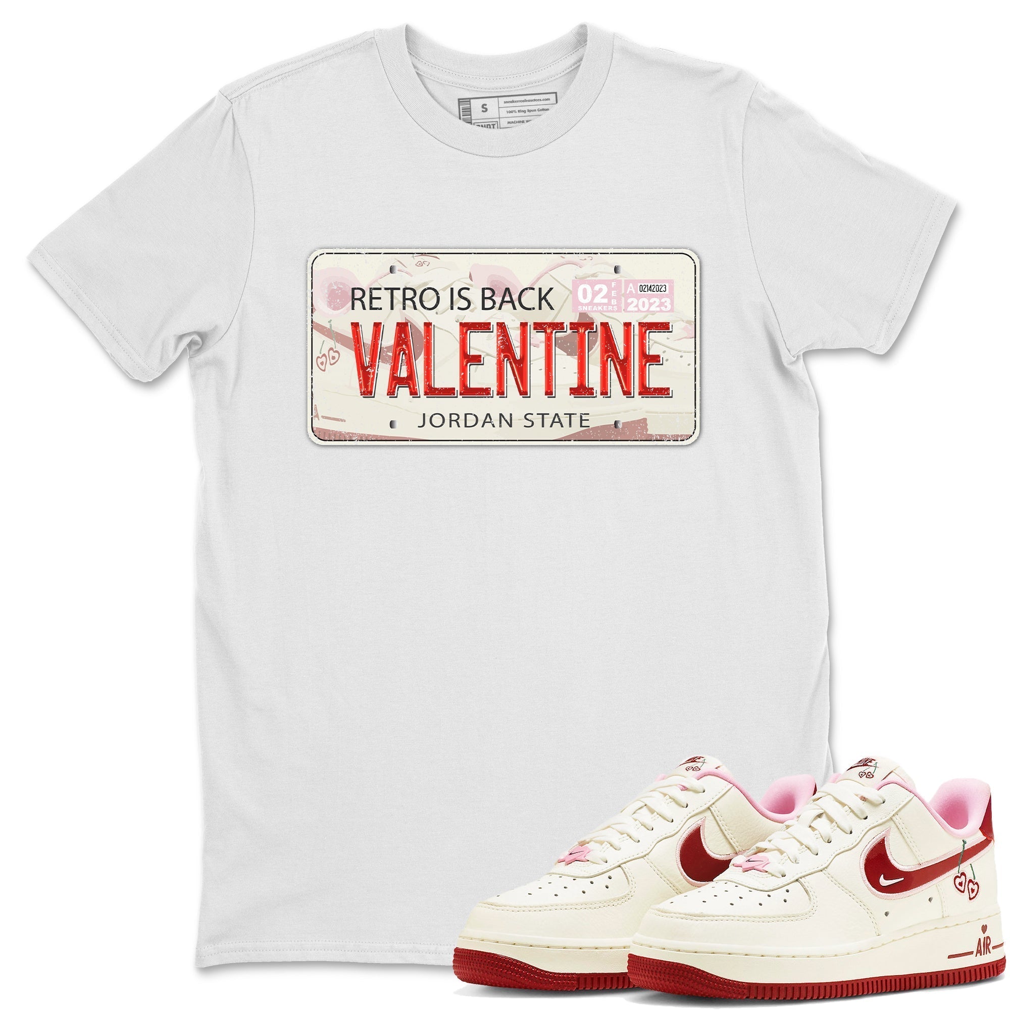 Air Force 1 Valentines Day Sneaker Match Tees Jordan Plate Sneaker Tees Air Force 1 Valentines Day Jordan to match sneaker T-Shirt Crew Neck Shirts