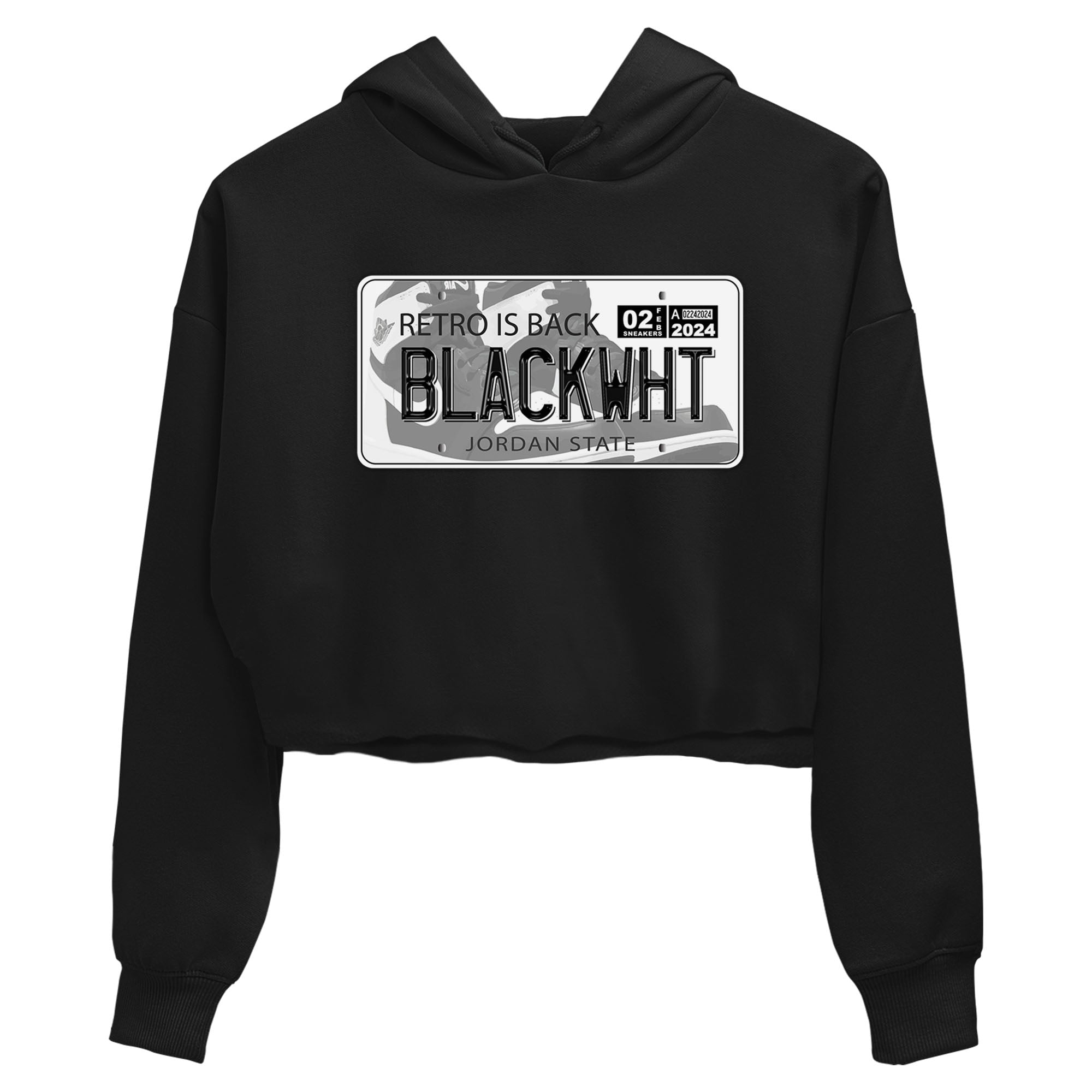 1s Black White shirt to match jordans Jordan Plate sneaker tees Air Jordan 1 Black White Drip Gear Zone Black 2 crop length shirt