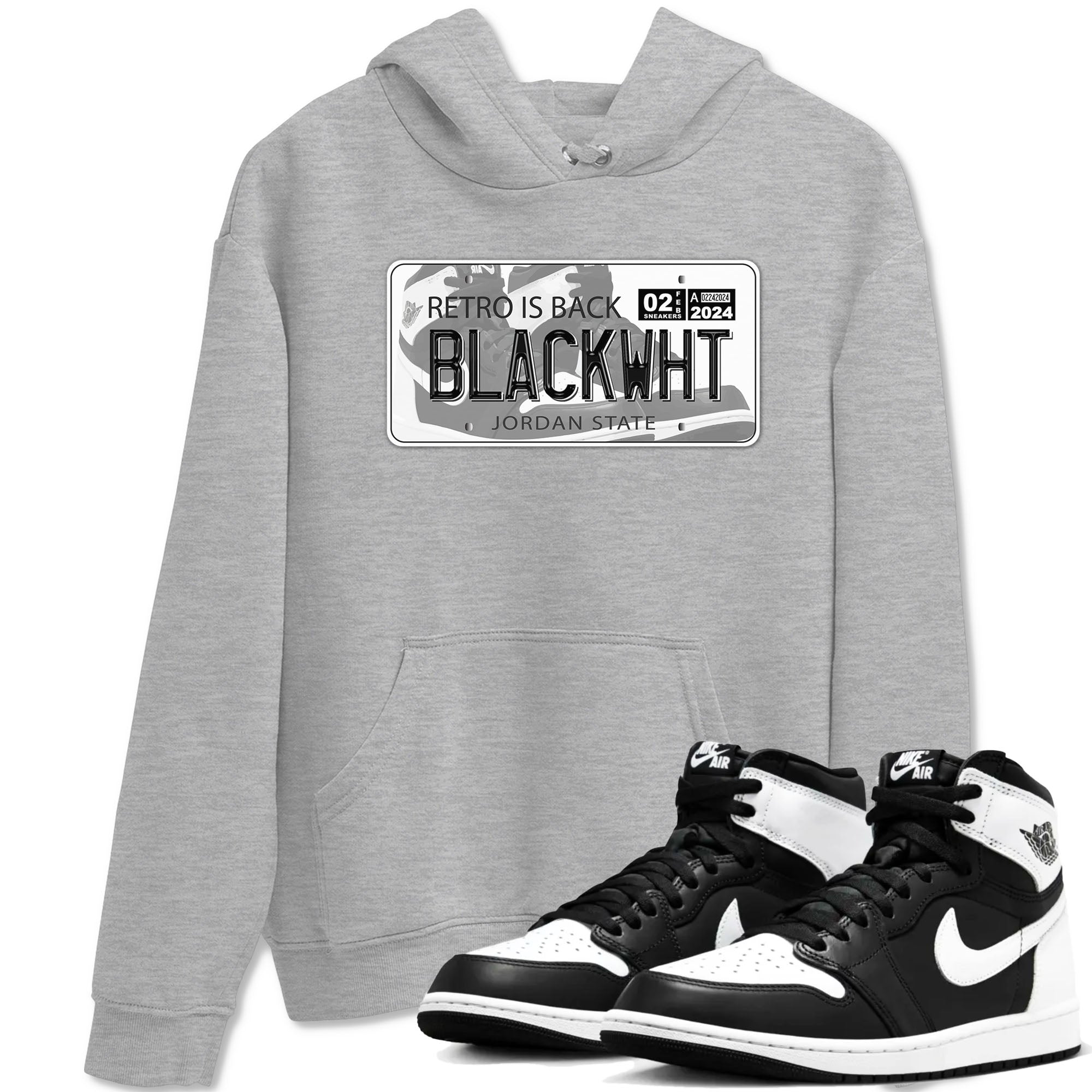 1s Black White shirt to match jordans Jordan Plate sneaker tees Air Jordan 1 Black White Drip Gear Zone unisex cotton Heather Grey 1 crew neck shirt