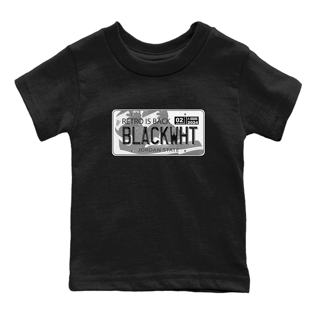 1s Black White shirt to match jordans Jordan Plate sneaker tees Air Jordan 1 Black White Drip Gear Zone baby toddler Black 2 cotton Shirt